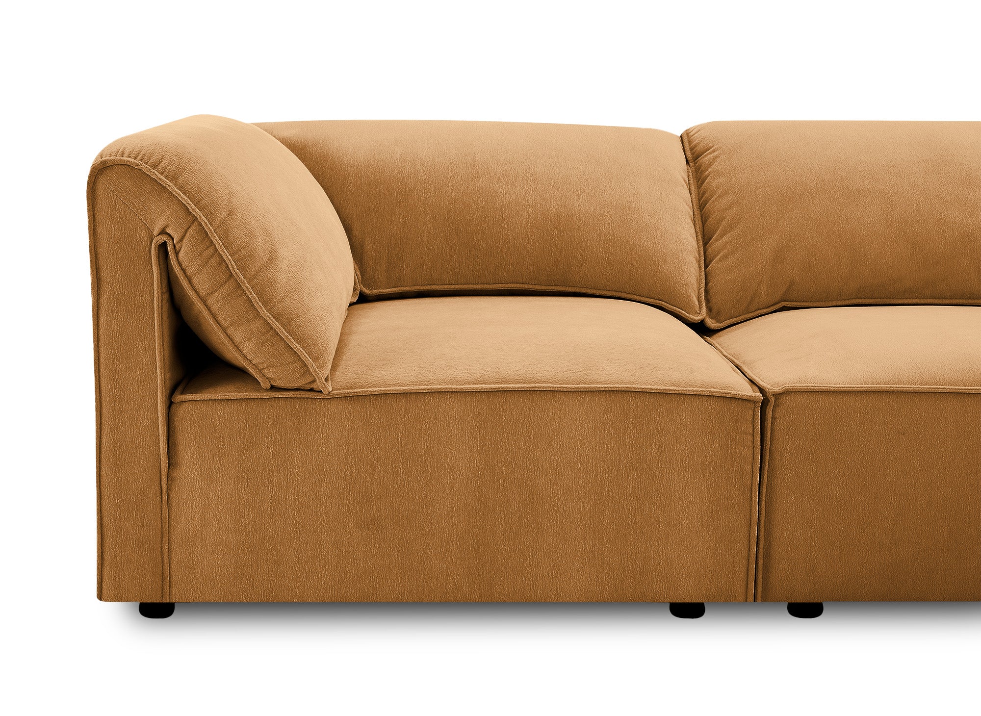 Canapé d'angle modulable en velours moutarde HARINA