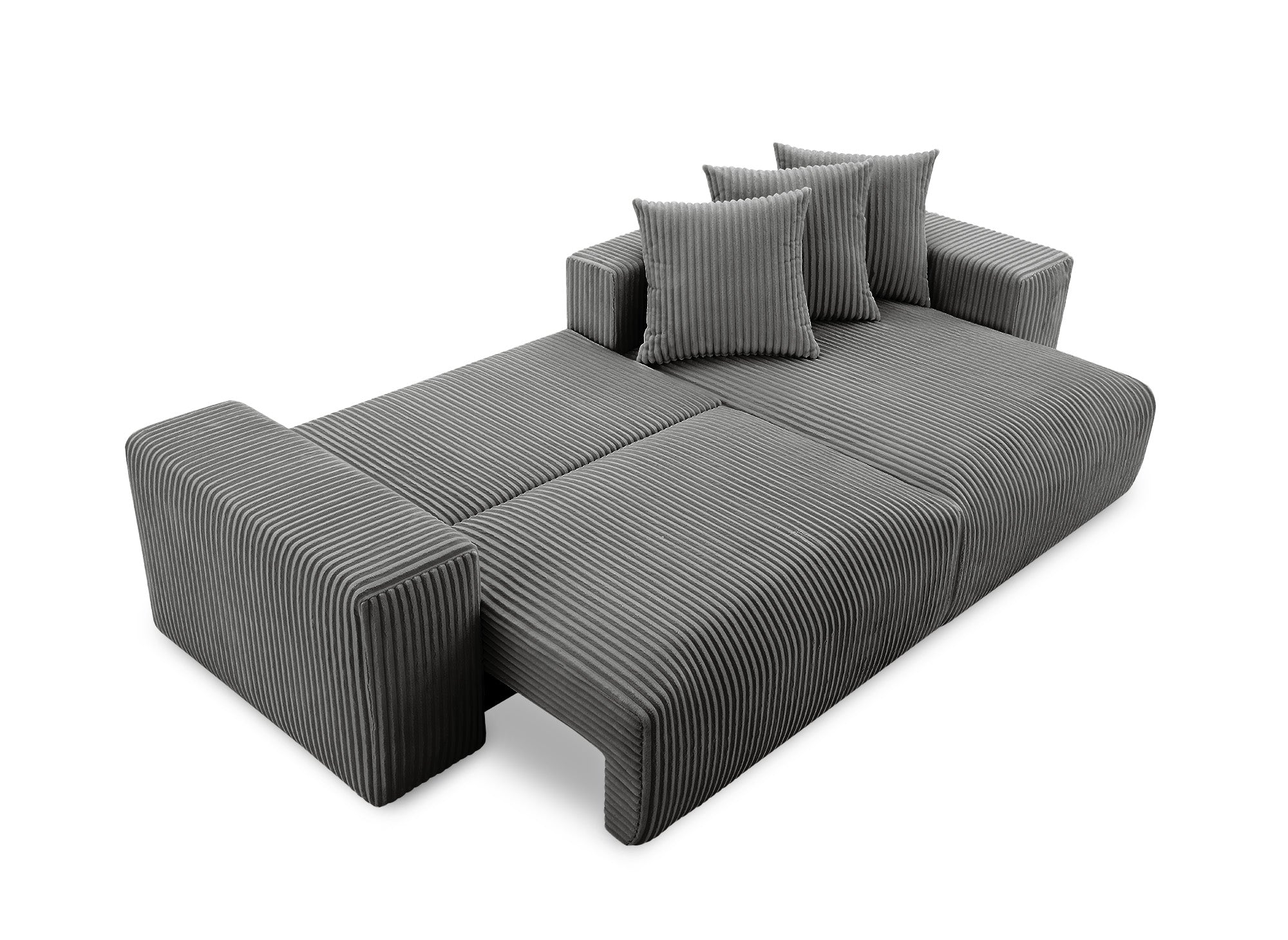 Canapé d'angle réversible convertible avec coffre en velours côtelé épais gris NOELIA