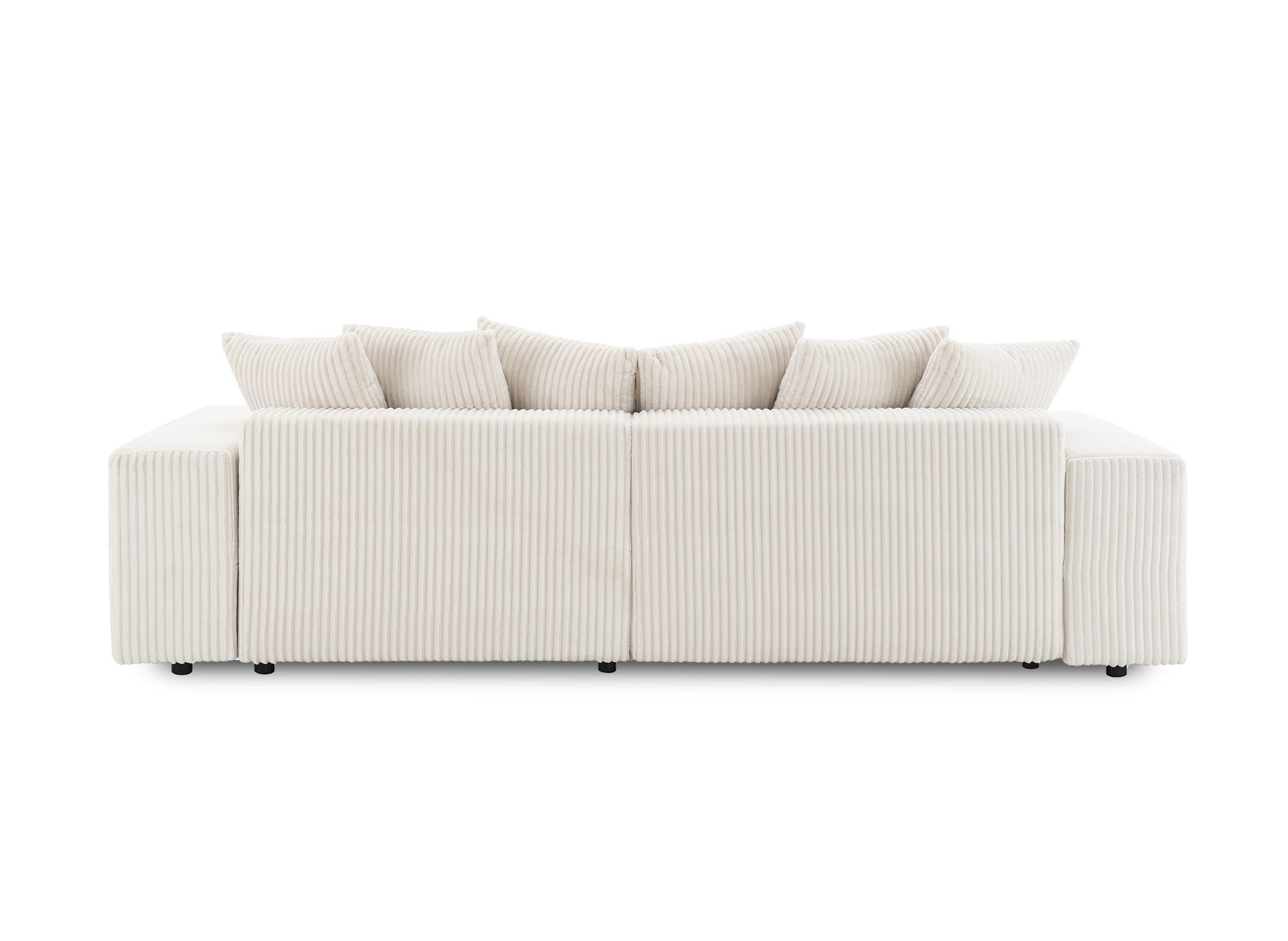 Canapé d'angle réversible convertible avec coffre en velours côtelé épais beige NOELIA