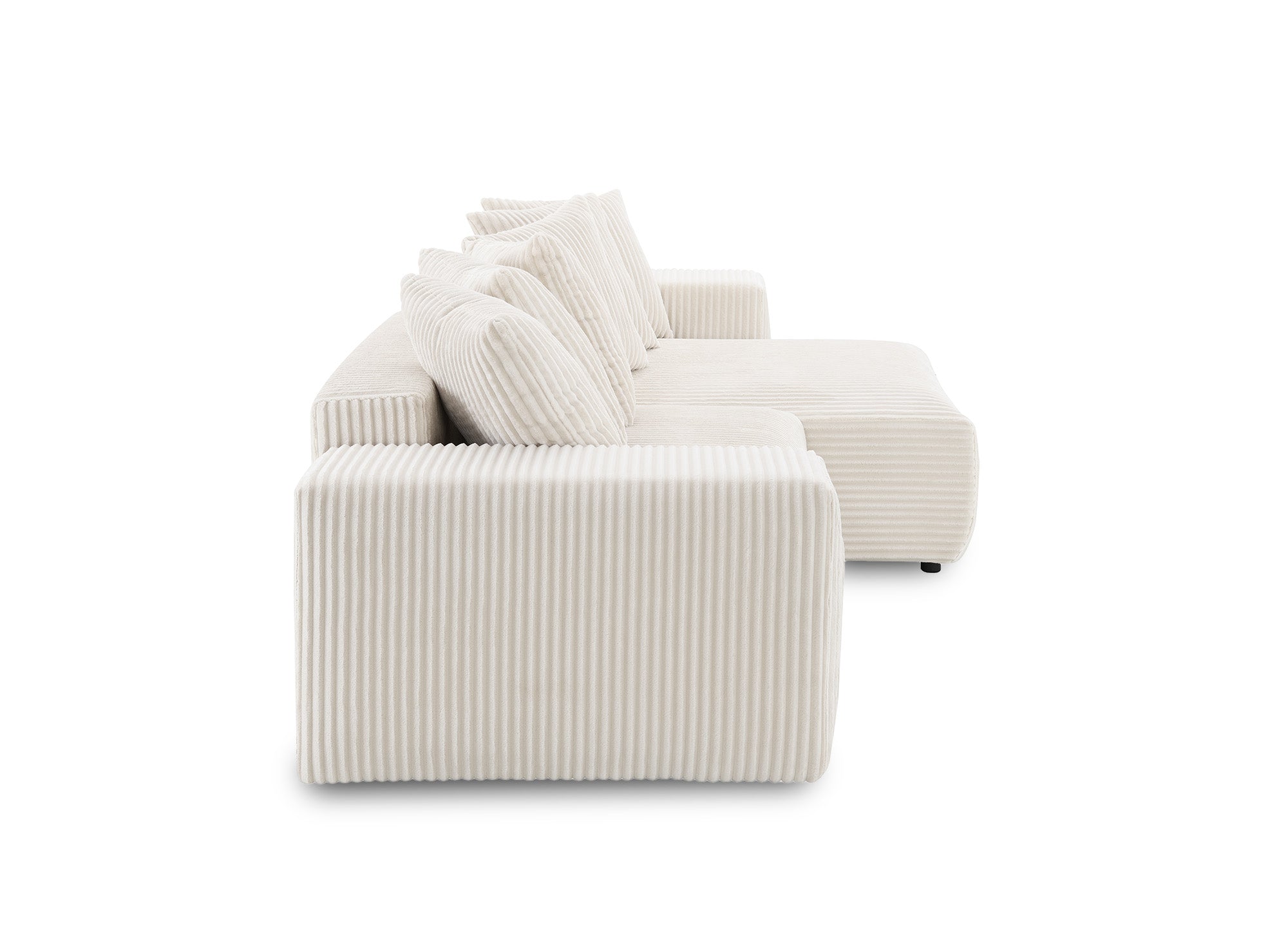 Canapé d'angle réversible convertible avec coffre en velours côtelé épais beige NOELIA