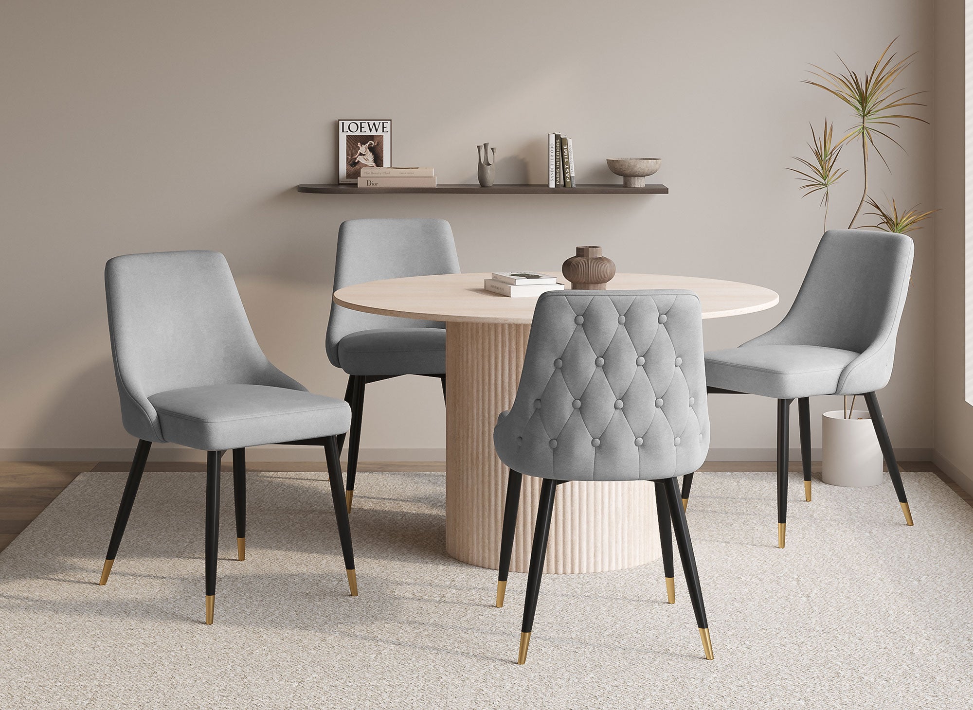 Set di 2 sedie imbottite in velluto grigio DORINA