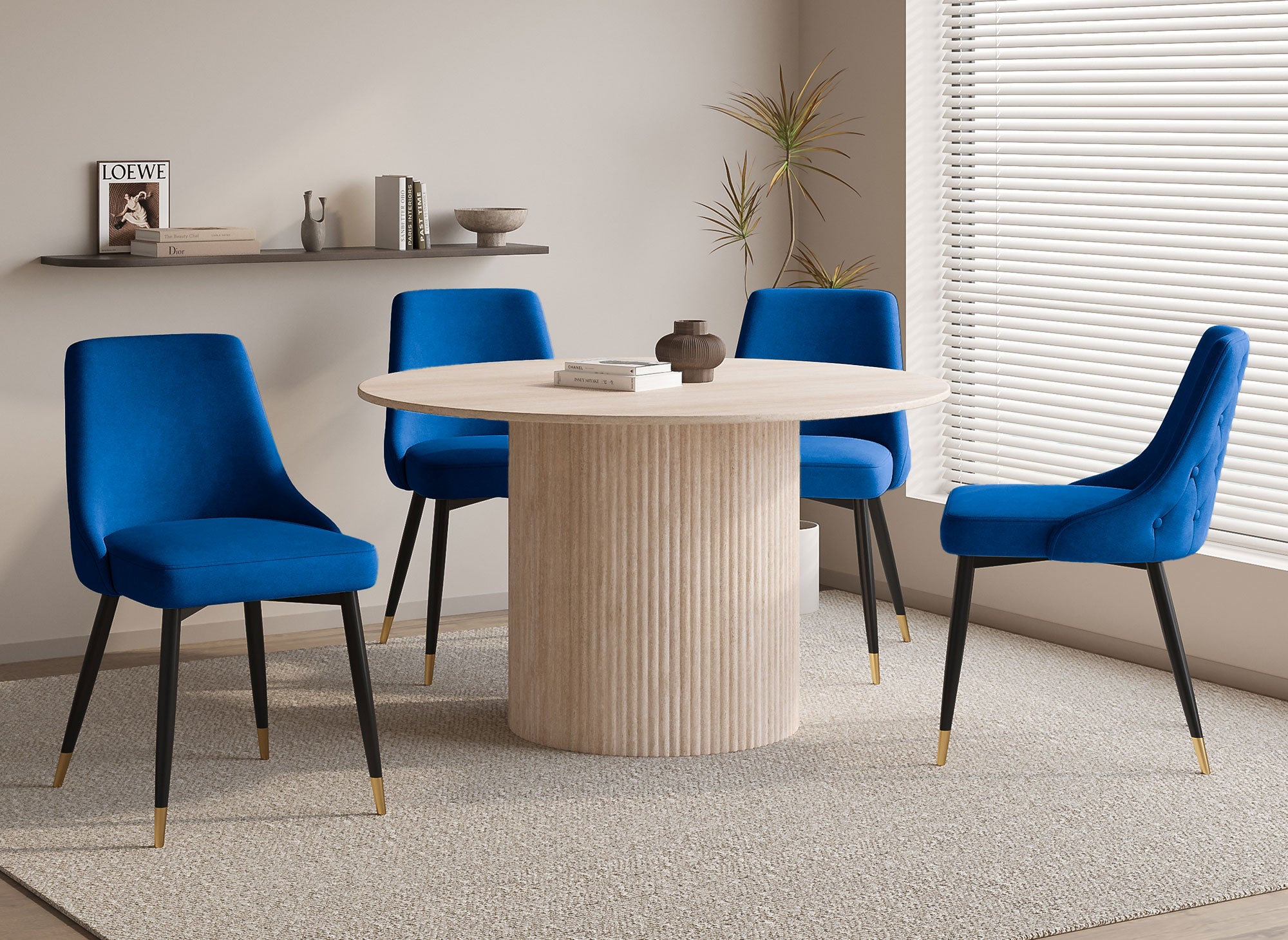 Lot de 2 chaises capitonnées en velours bleu DORINA