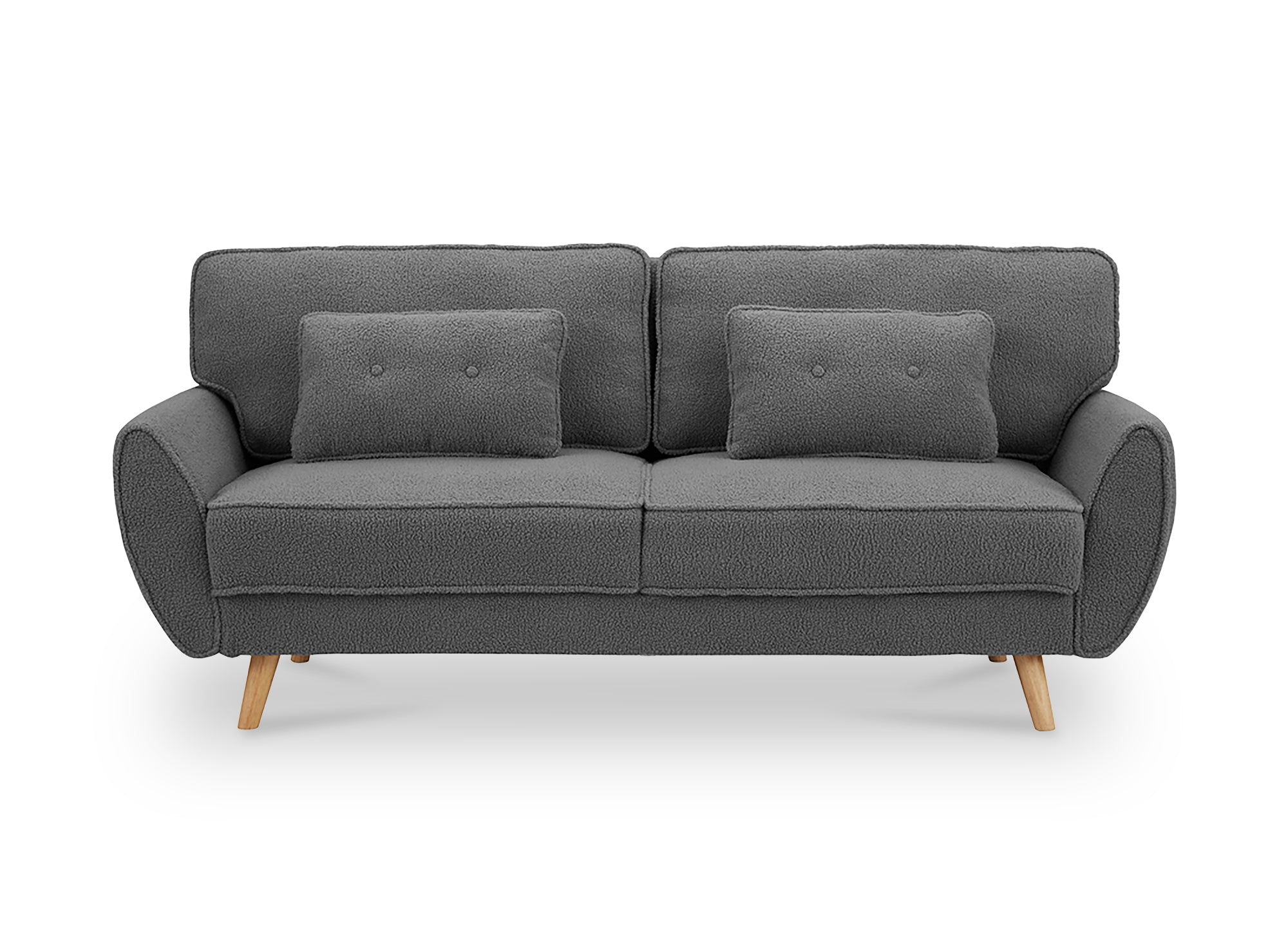 Canapé clic clac en tissu bouclette gris avec pieds en bois PANAMA
