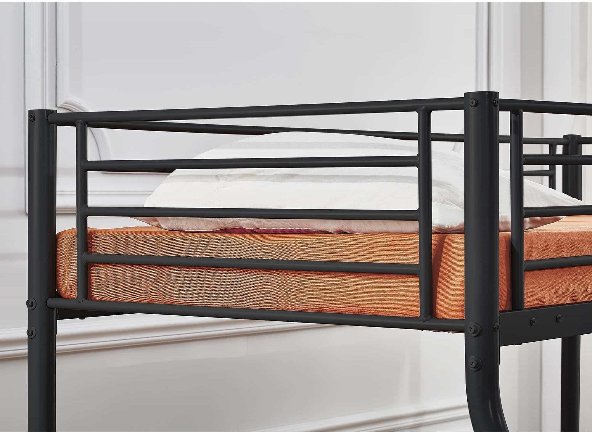 Lit superposé 3 places en métal noir 90 x 190 cm et 140 x 190 cm TRINITY