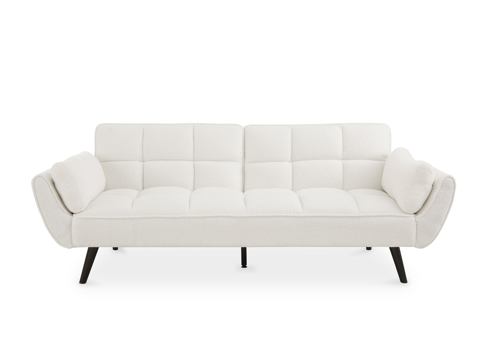 Canapé clic clac 3 places en tissu bouclette blanc écru NARA