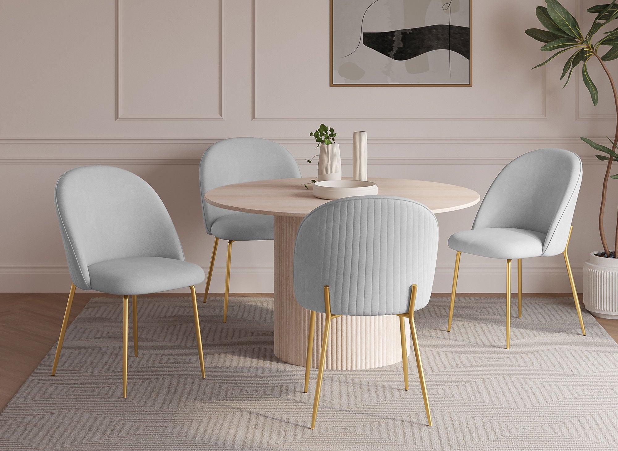 Lot de 2 chaises design en velours gris ARABEL