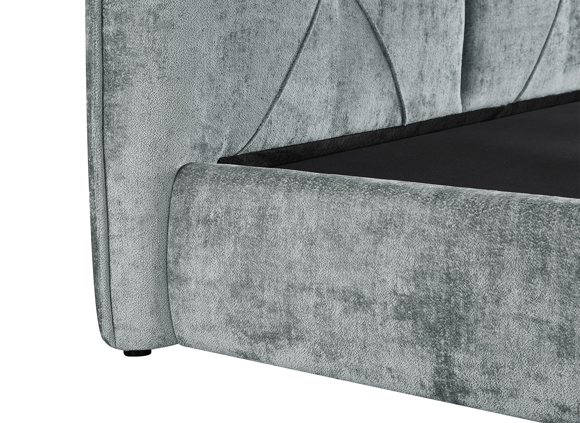 Lit coffre en tissu bouclette doux gris 160x200 cm NOAH