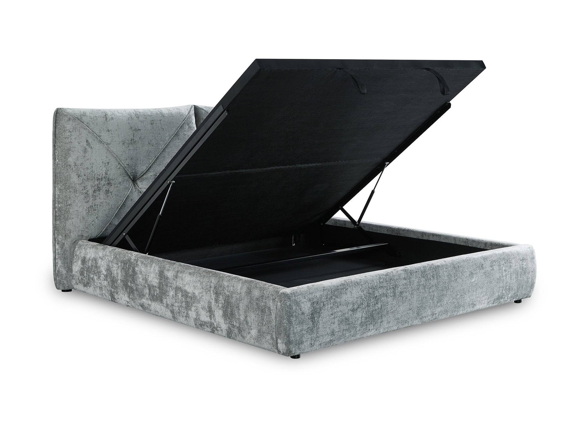 Letto contenitore in morbida spugna grigia 140x190 cm NOAH