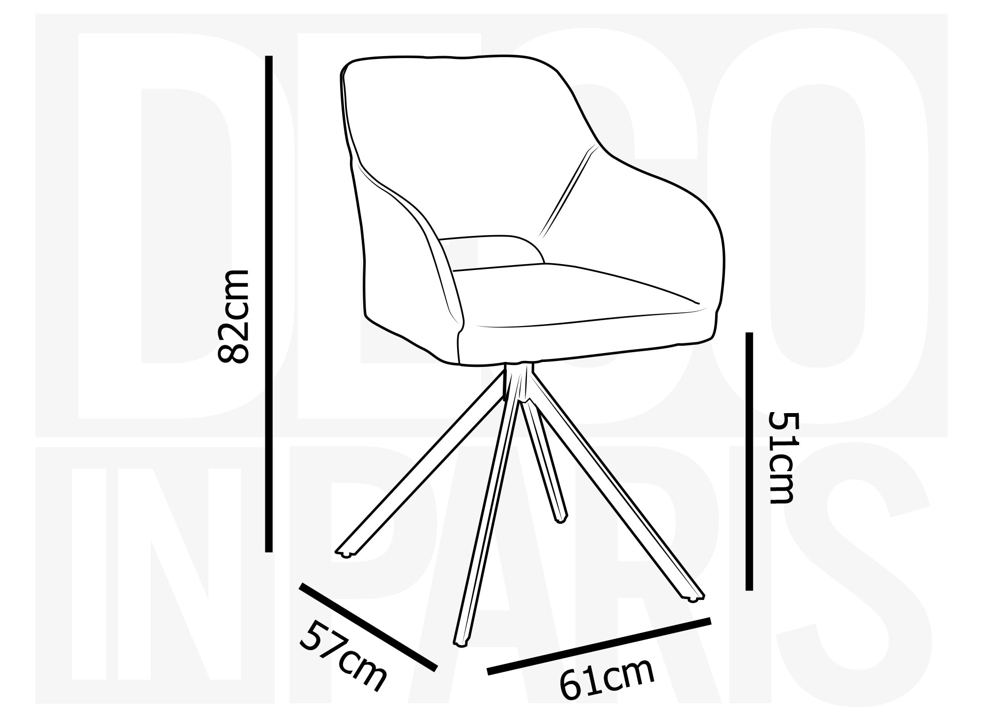 Lot de 2 chaises pivotantes design en tissu bouclette blanc écru CIEL