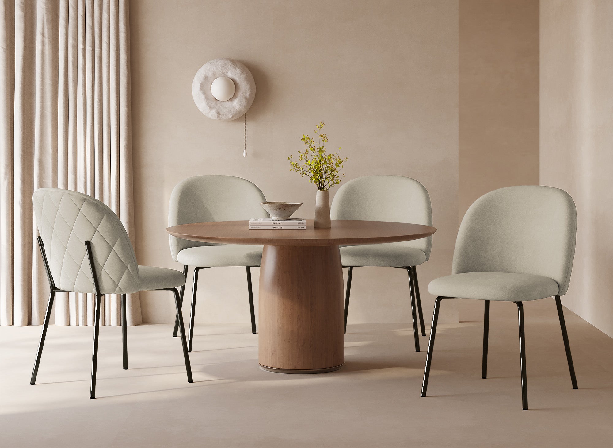 Lot de 2 chaises design en velours beige pieds noirs KENNETH