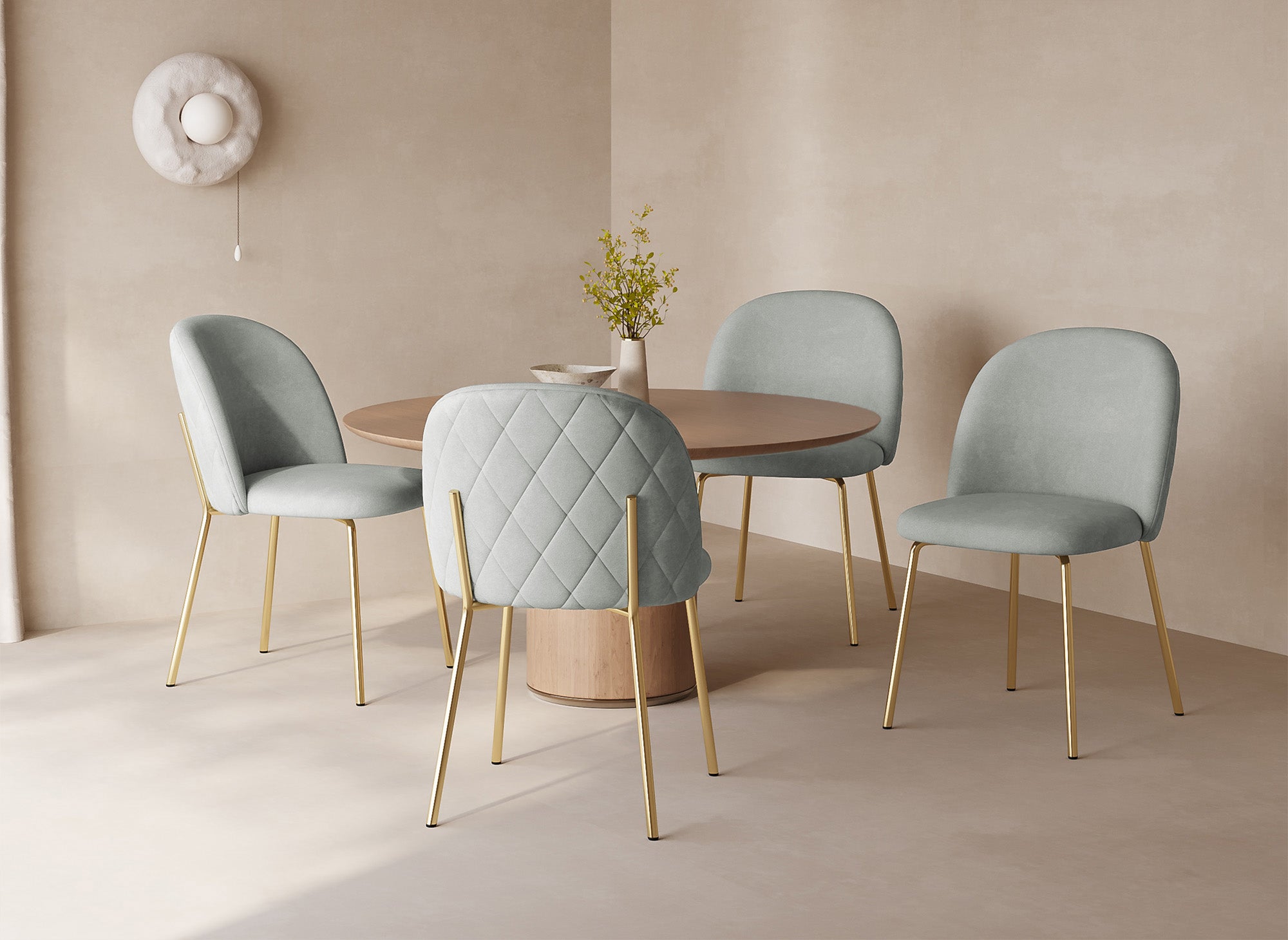 Lot de 2 chaises design en velours gris KENNETH