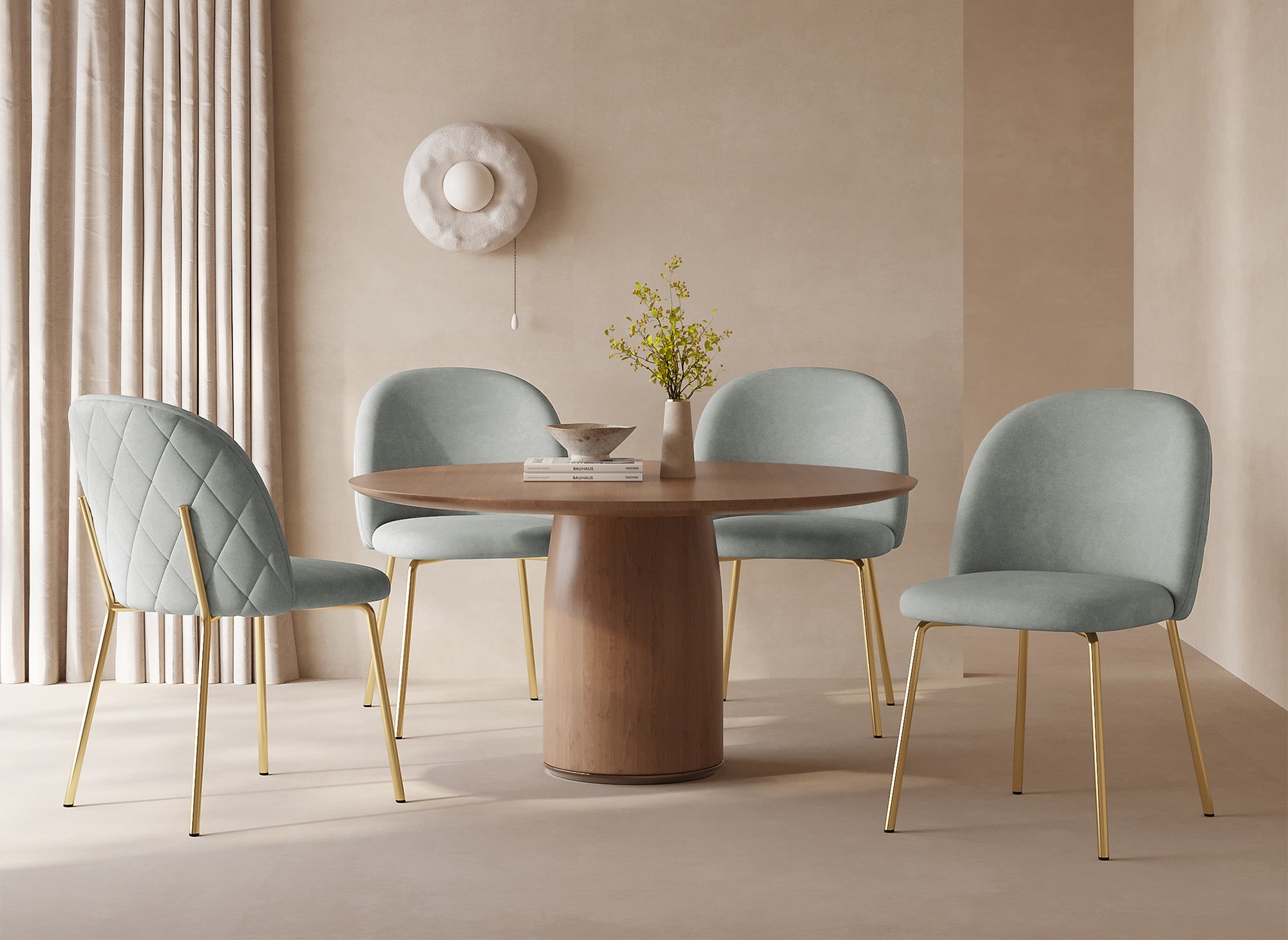 Lot de 2 chaises design en velours gris KENNETH