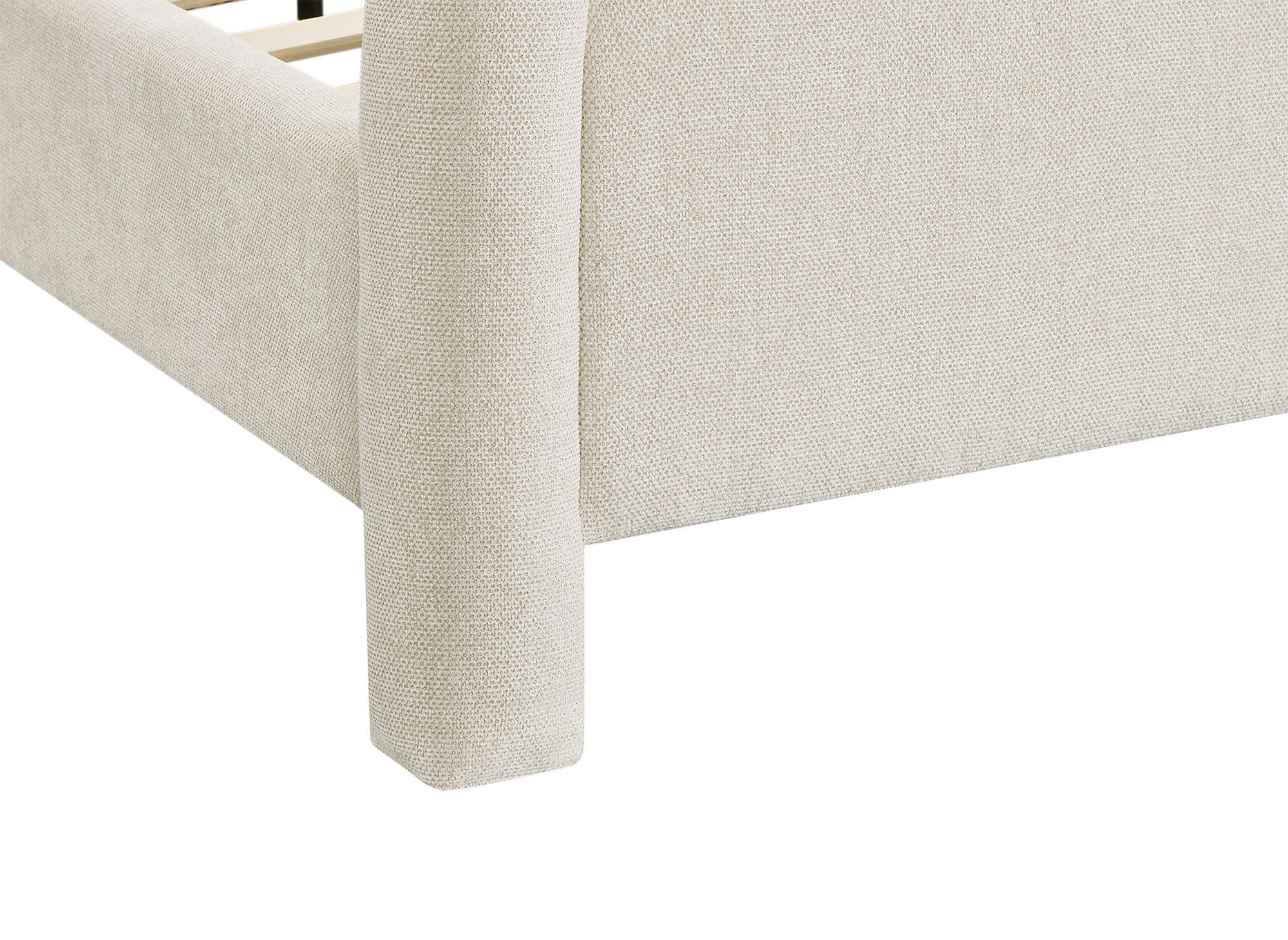 Lit double en tissu doux beige 160 x200 cm ANELA