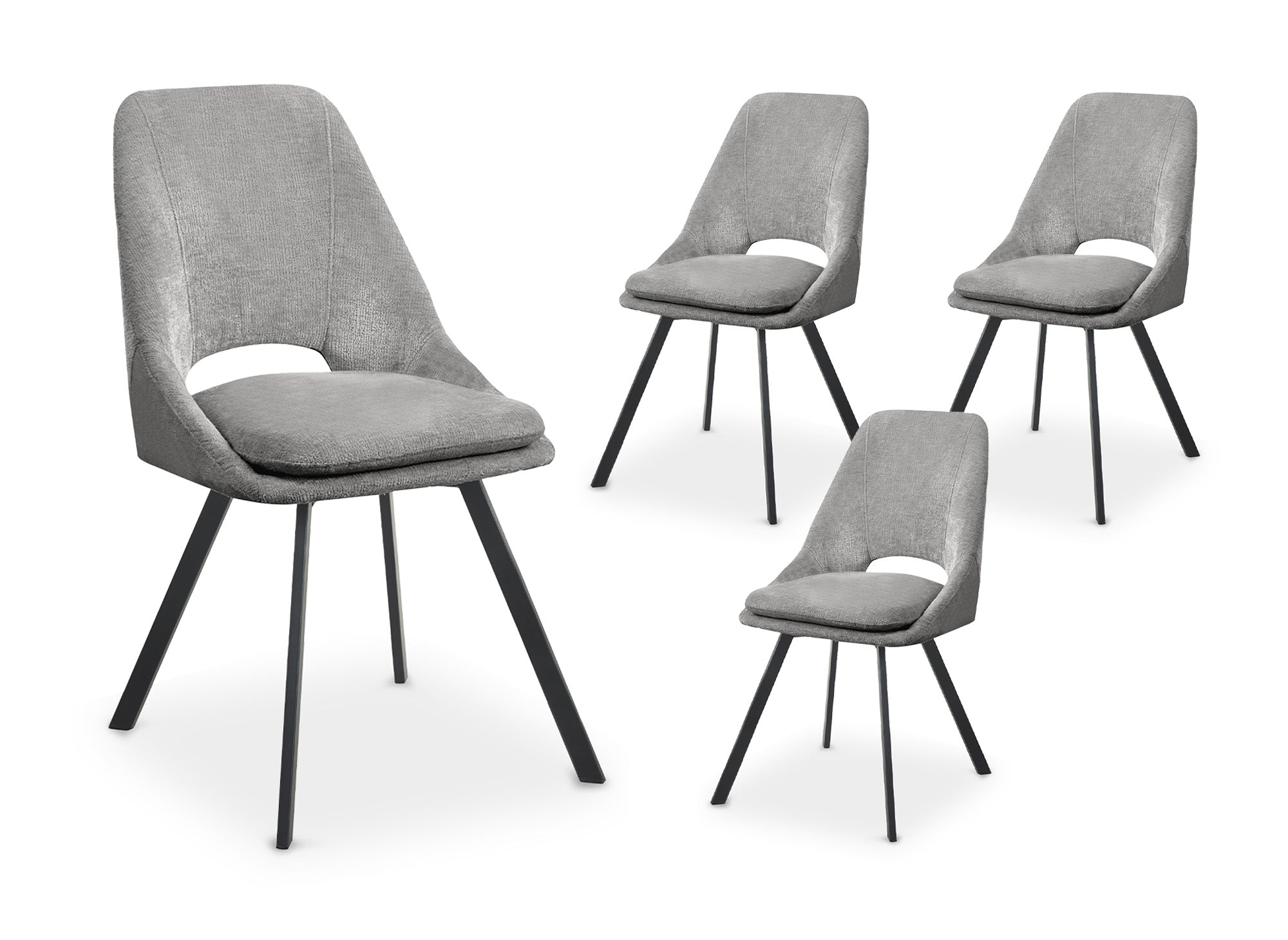 Lot de 4 chaises en velours texturé gris NARCISSE