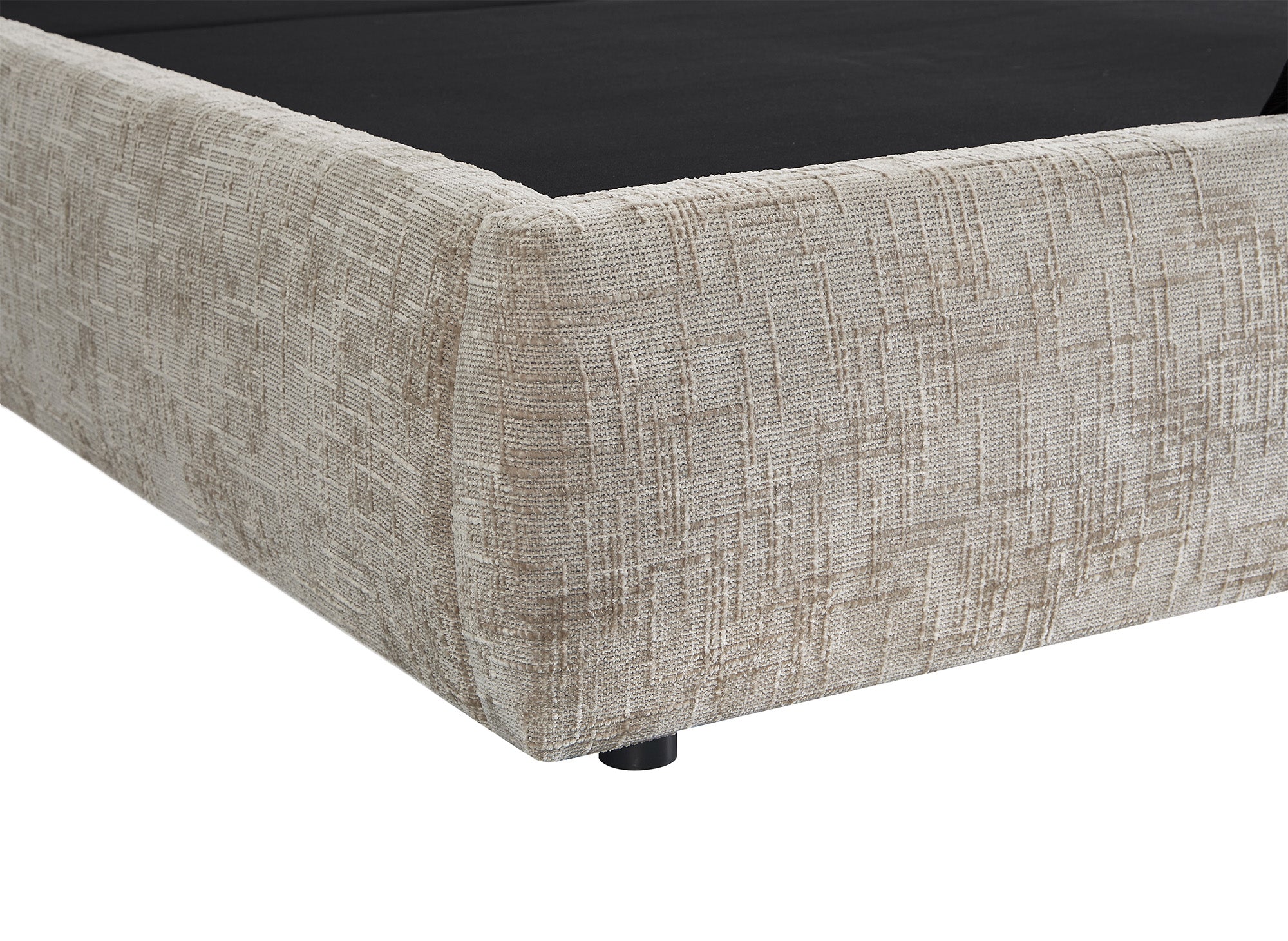 Lit coffre en velours chiné taupe 160x200 cm MILENA