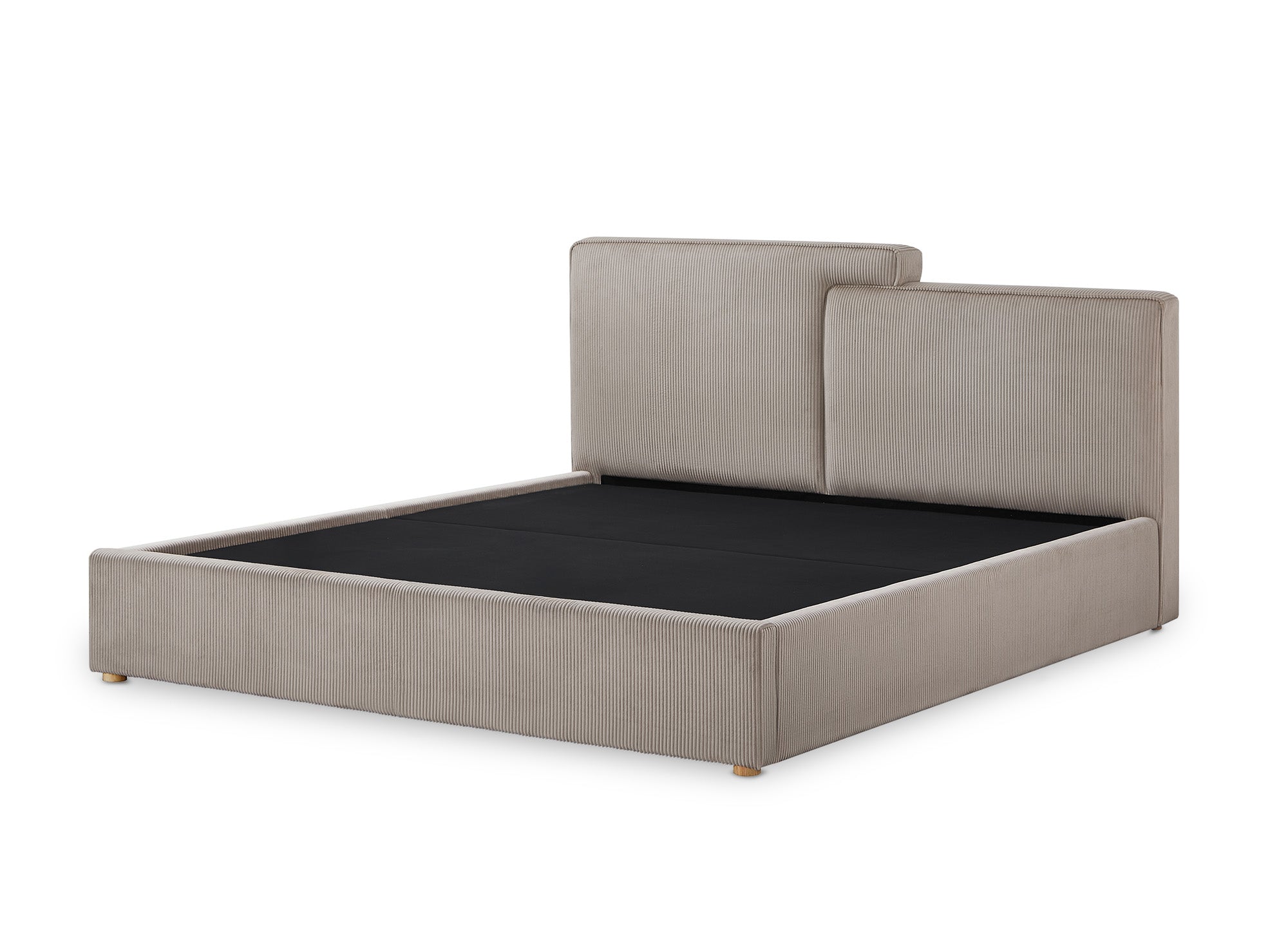 Lit coffre en velours côtelé taupe 180x200 cm ZELIA