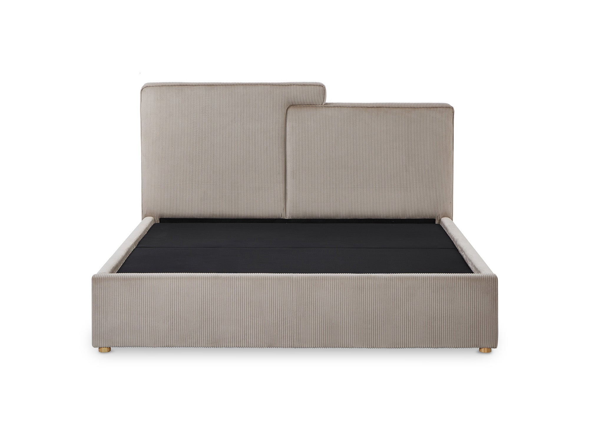 Lit coffre en velours côtelé taupe 160x200 cm ZELIA