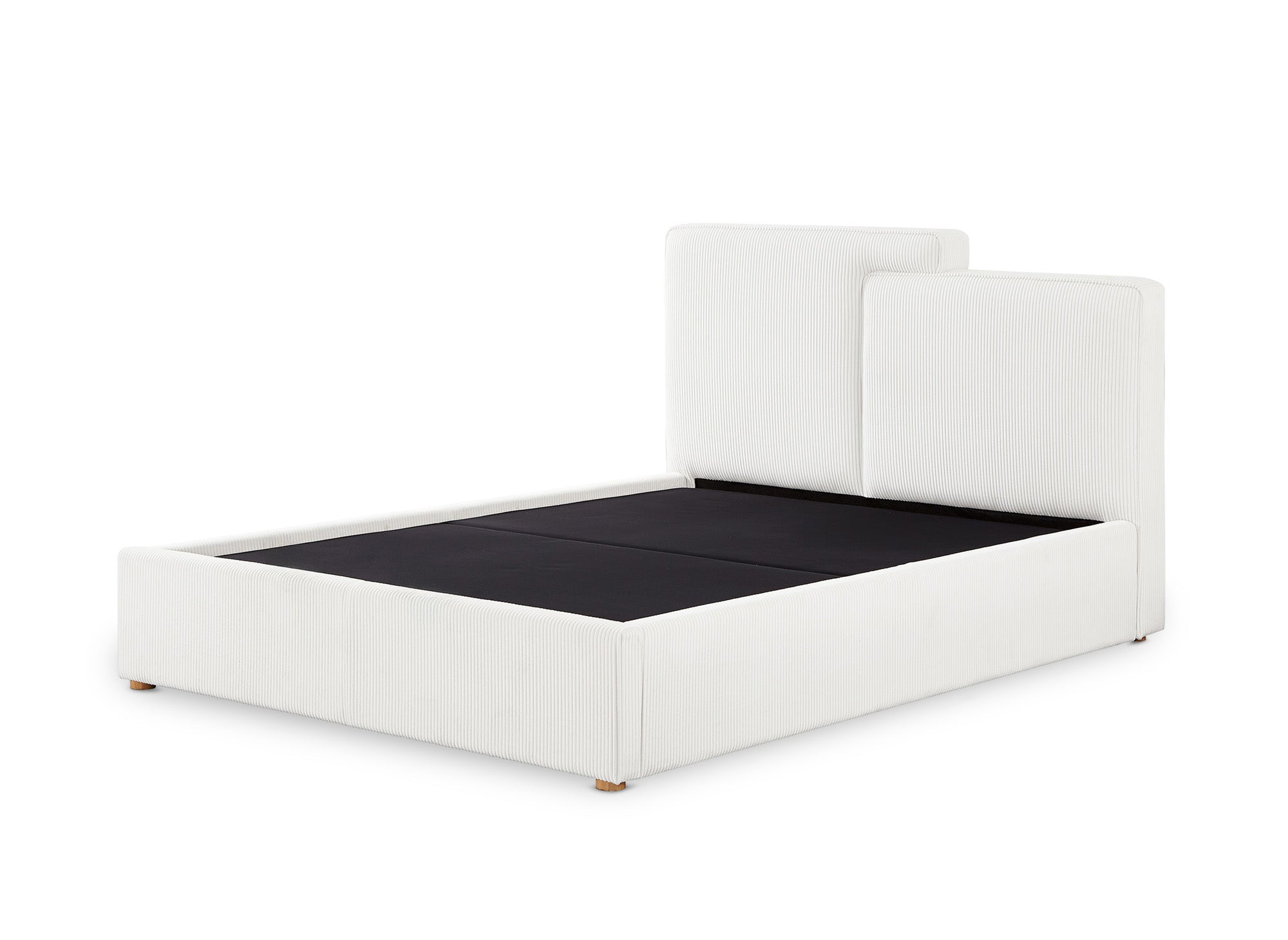 Lit coffre en velours côtelé écru 160x200 cm ZELIA