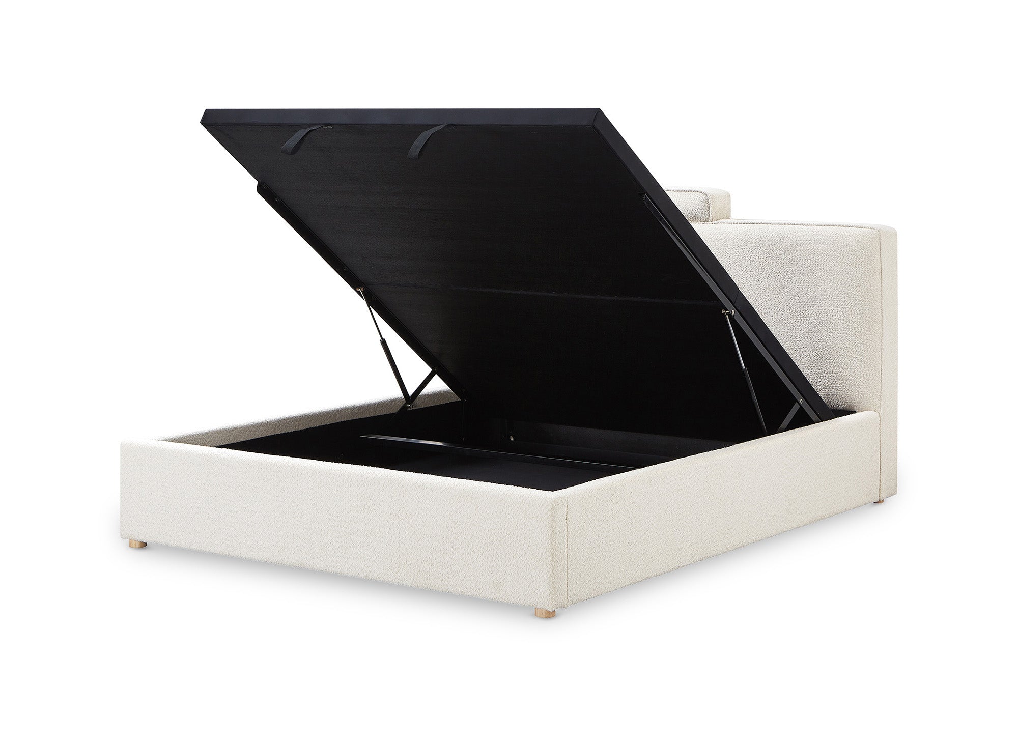 Lit coffre en tissu bouclette beige 140x190 cm ZELIA