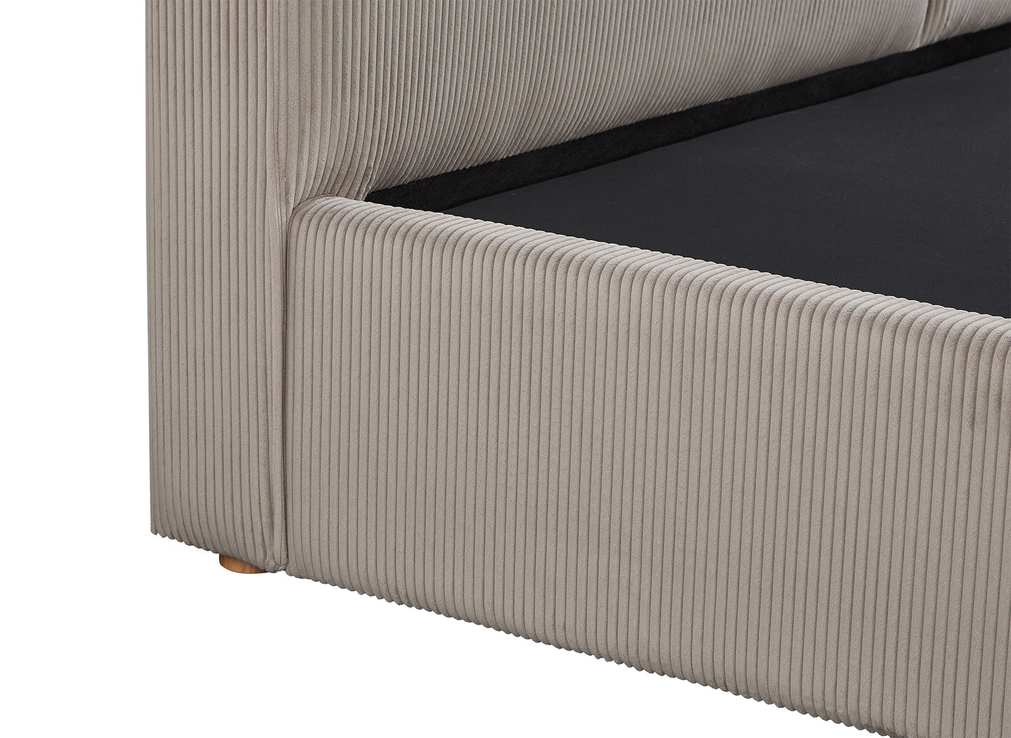 Lit coffre en velours côtelé taupe 140x190 cm ZELIA