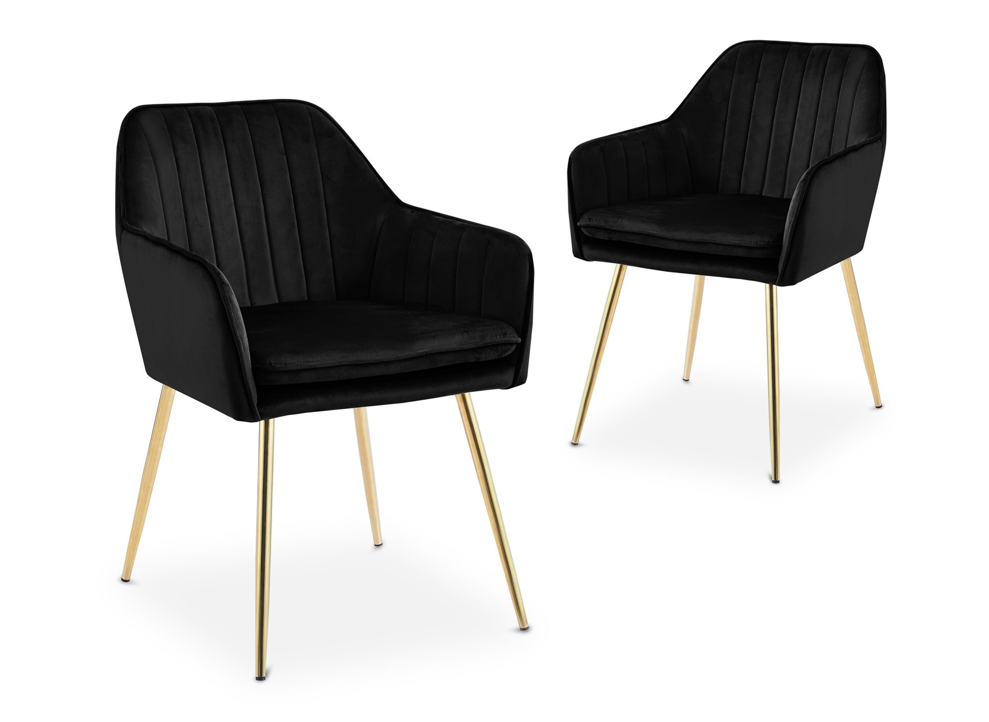 Lot de 2 chaises avec accoudoirs en velours noir EDWIGE
