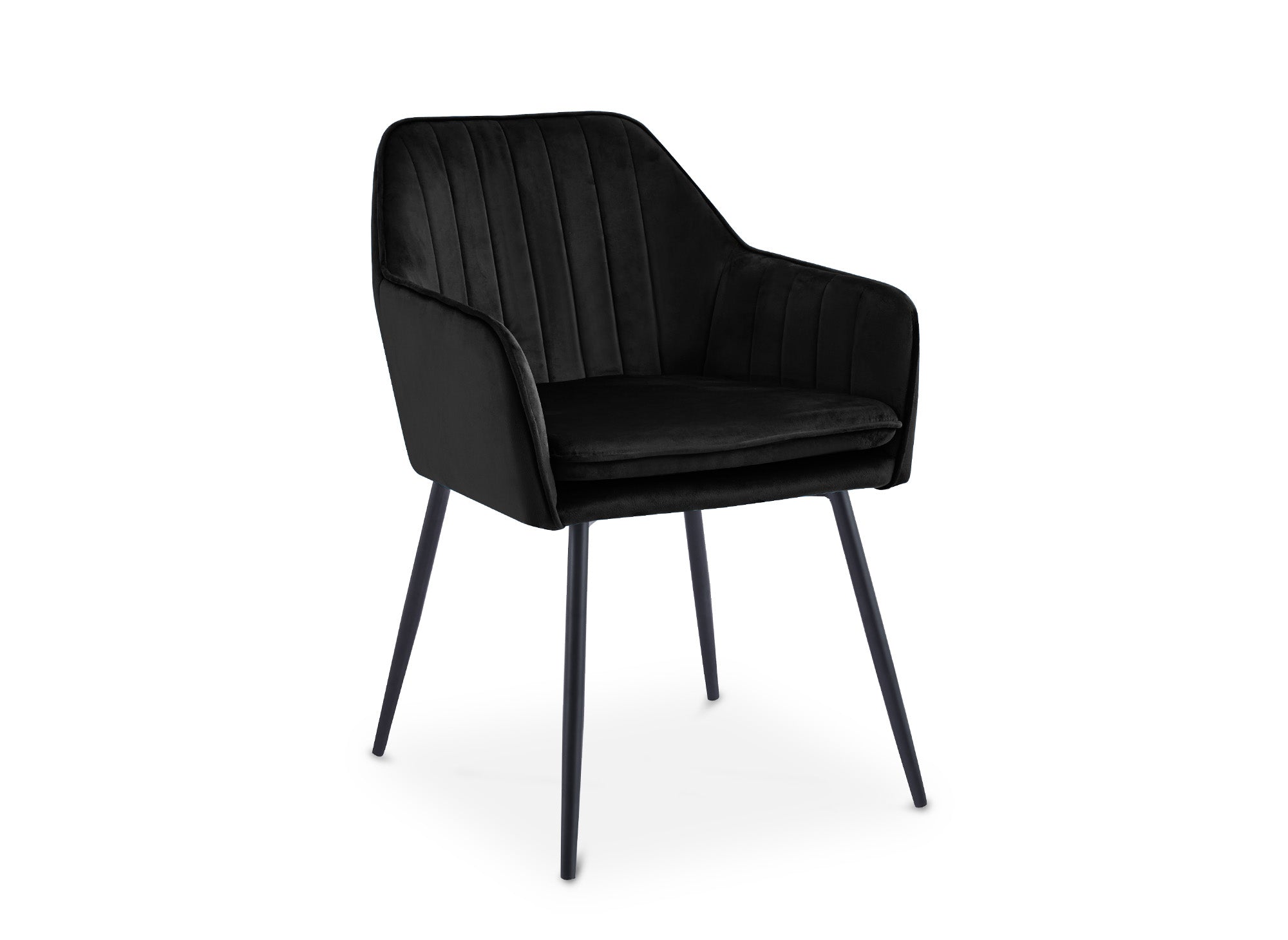 Lot de 2 chaises avec accoudoirs en velours noir pieds noirs EDWIGE