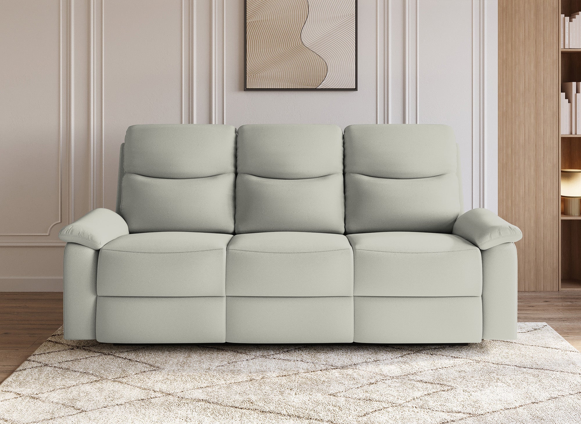 Divano relax a 3 posti effetto ecopelle grigio chiaro JACOB