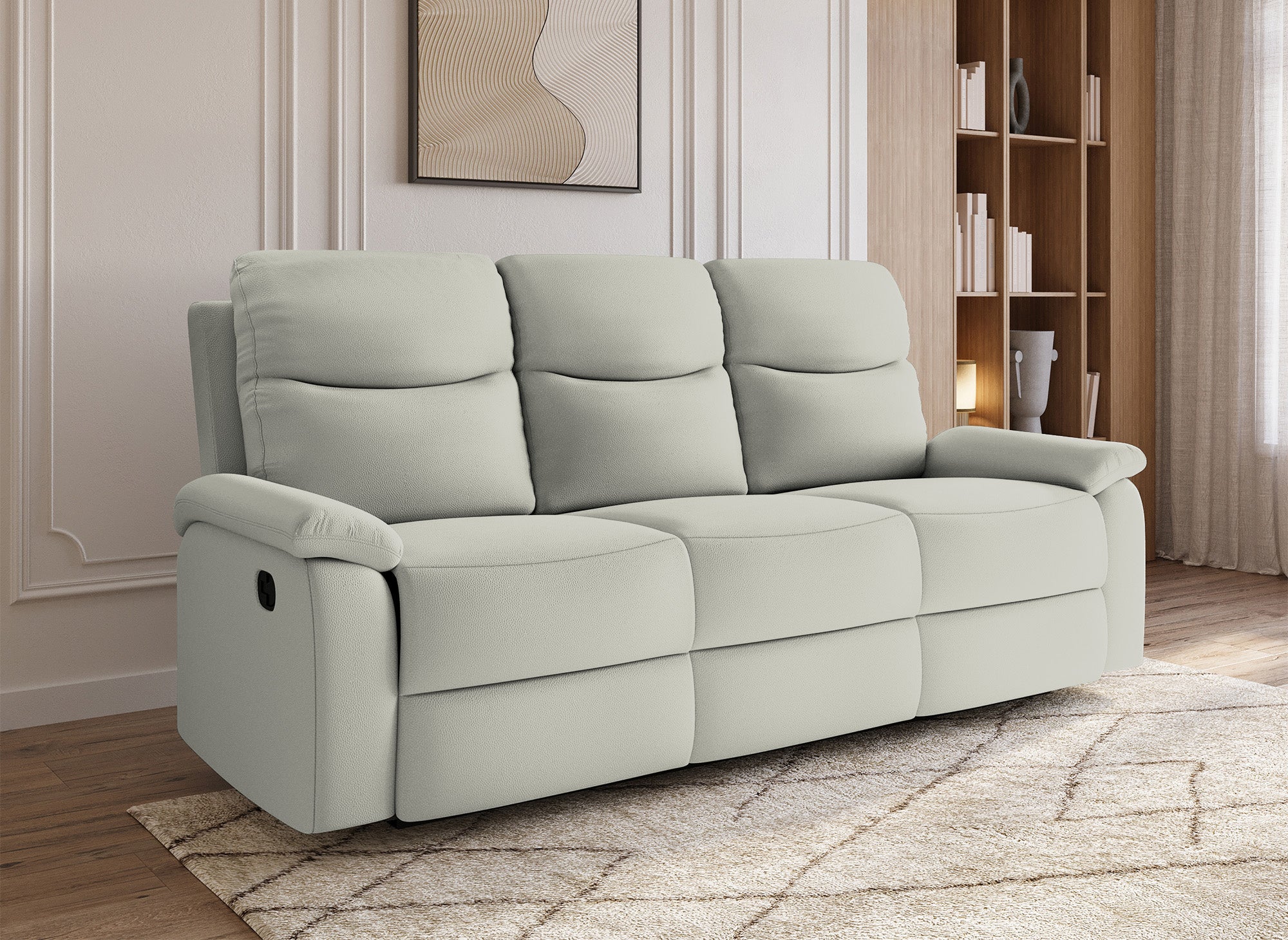 Divano relax a 3 posti effetto ecopelle grigio chiaro JACOB