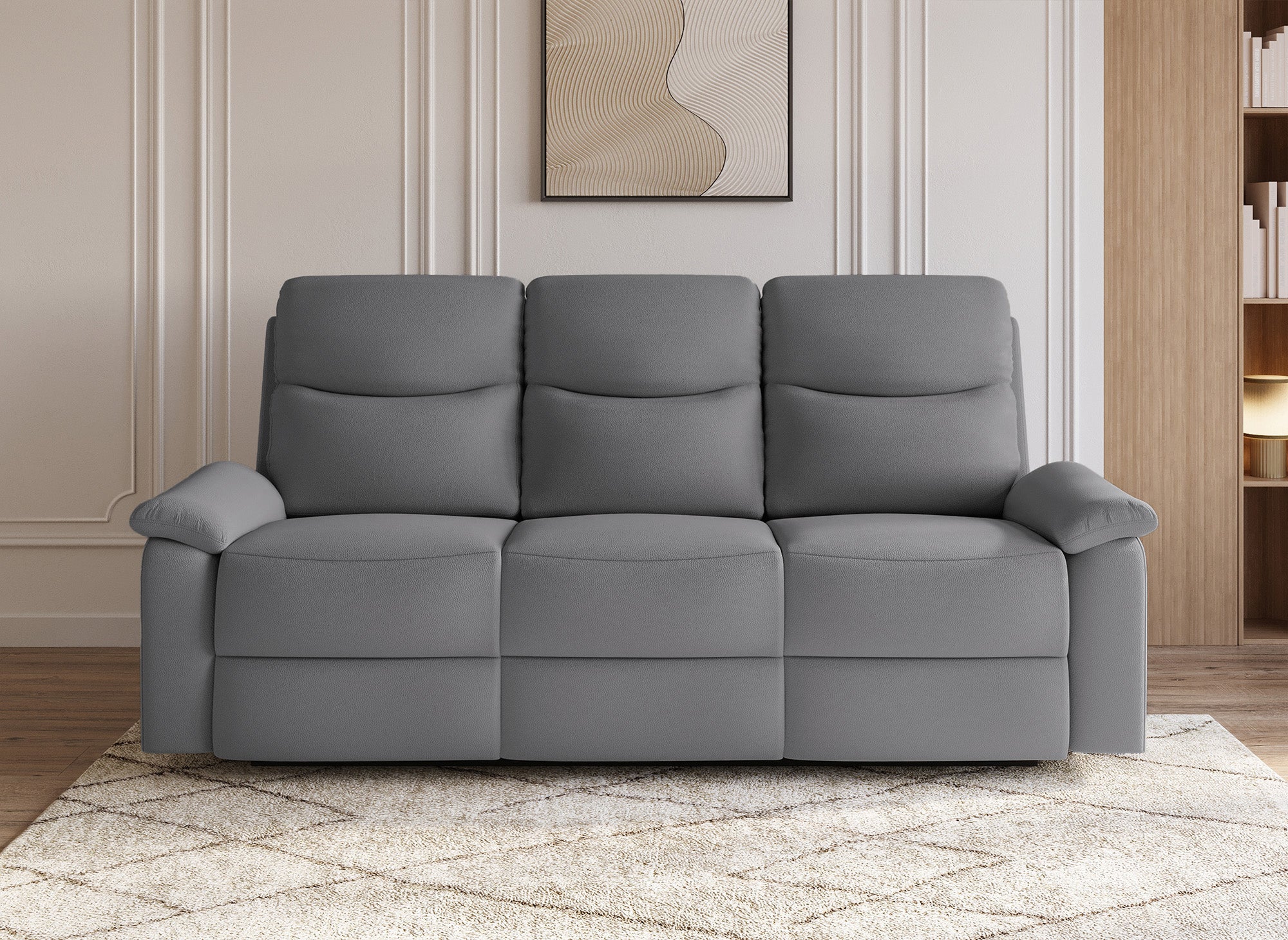 Divano relax a 3 posti effetto ecopelle grigio scuro JACOB