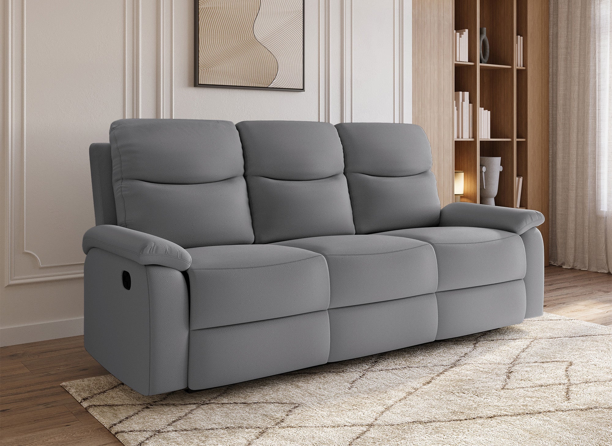 Divano relax a 3 posti effetto ecopelle grigio scuro JACOB