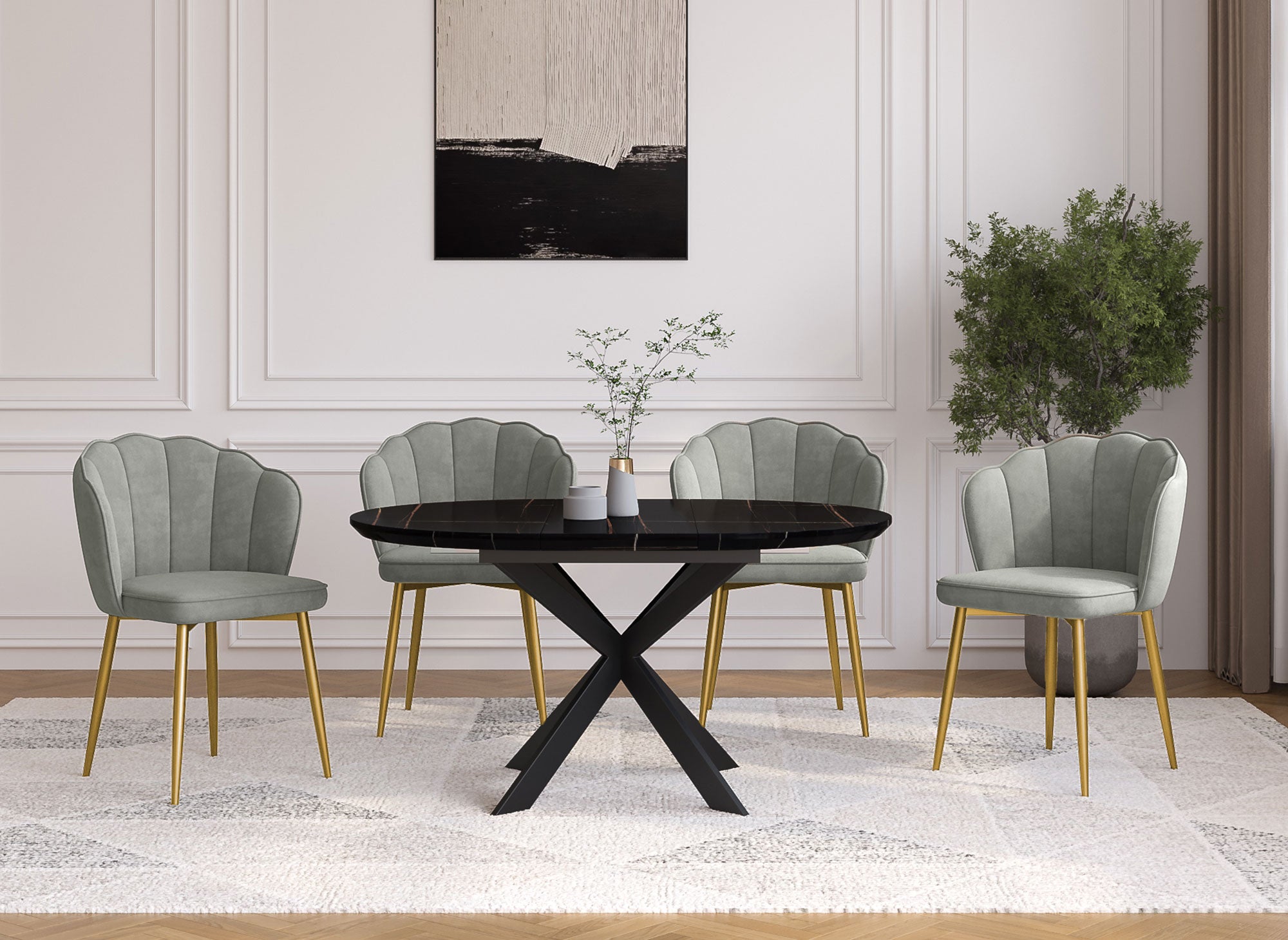 Lot de 2 chaises design en velours gris GARANCE