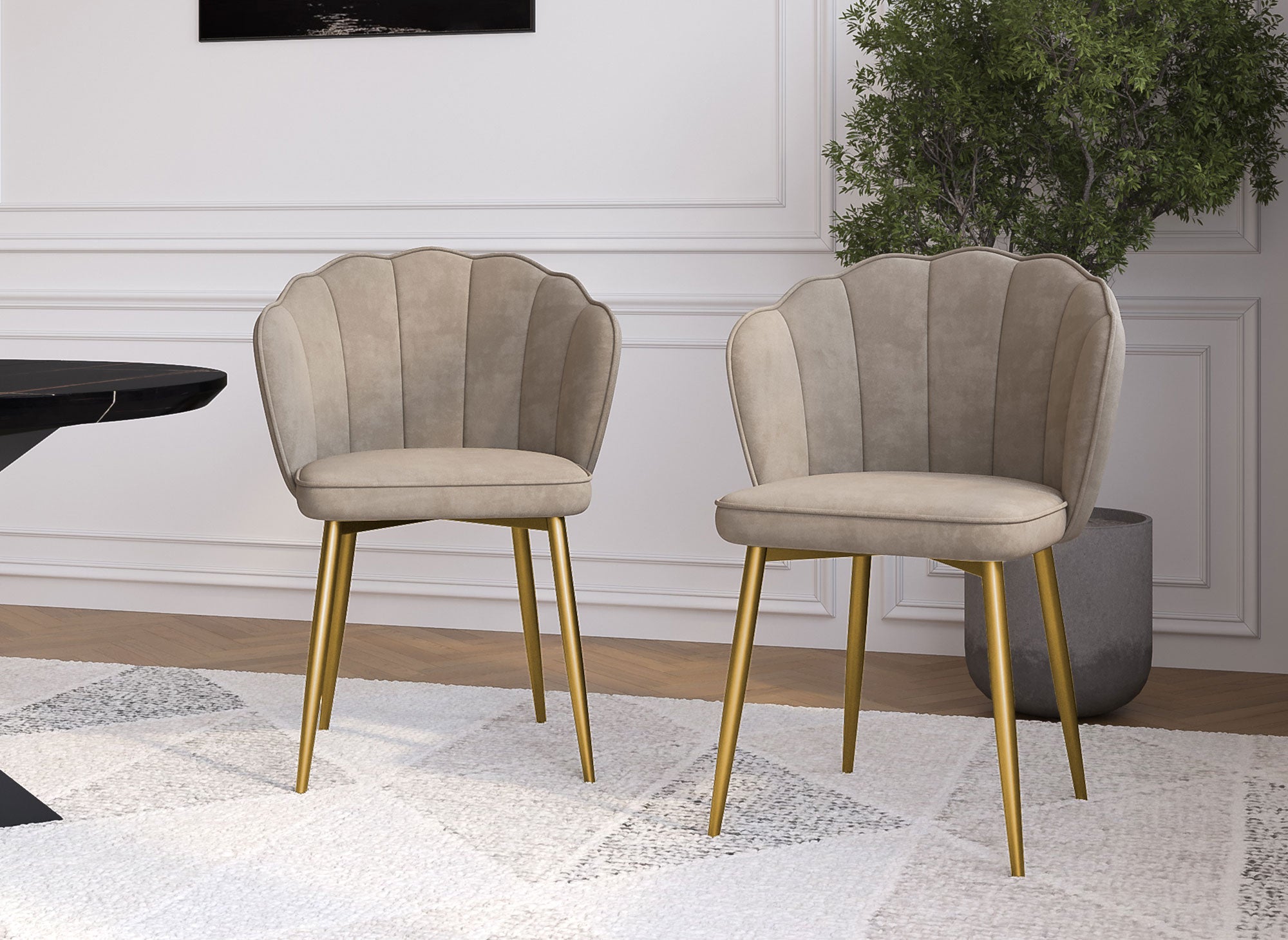 Lot de 2 chaises design en velours beige GARANCE
