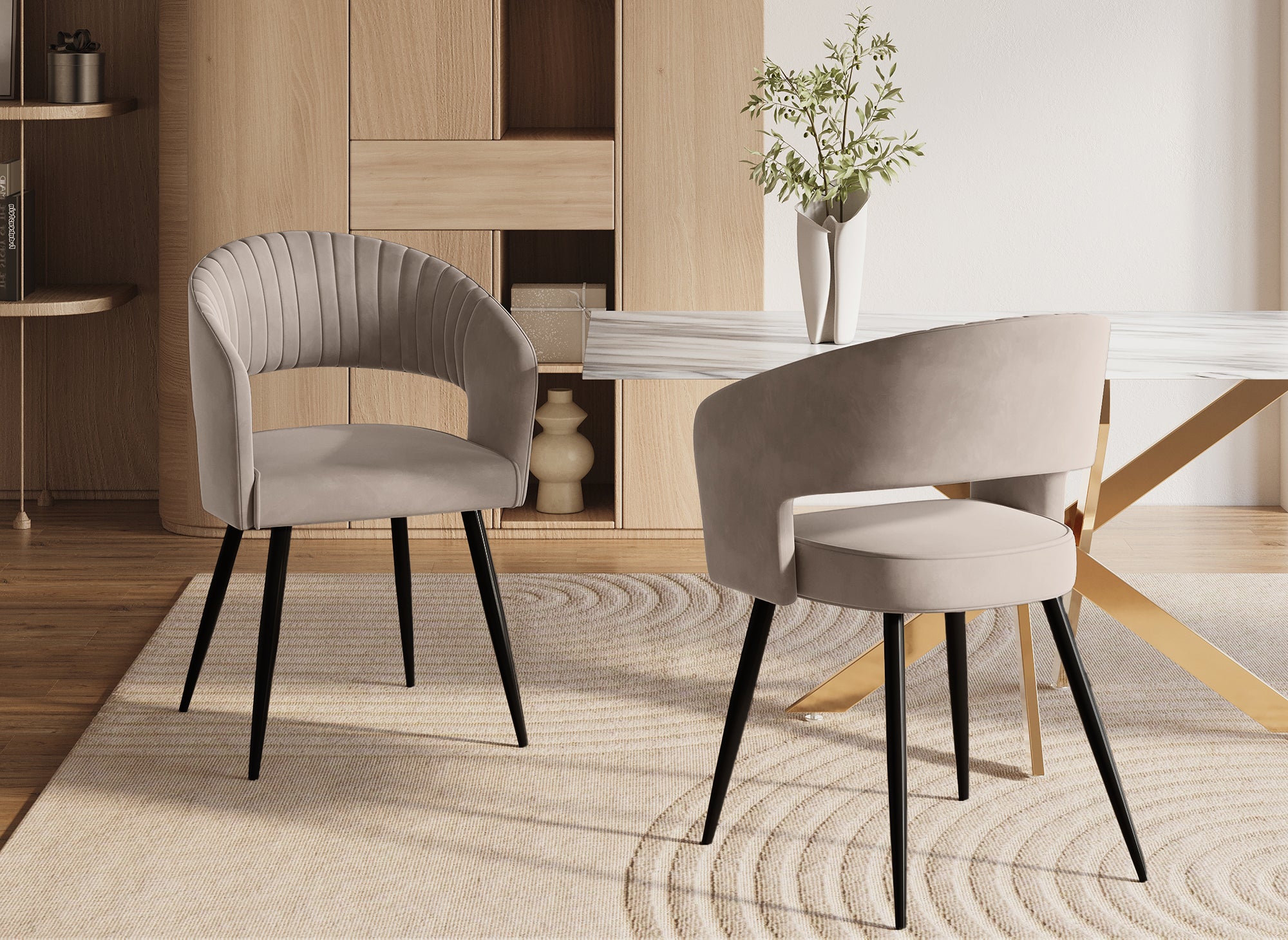 Lot de 2 chaises design en velours beige GLORIA