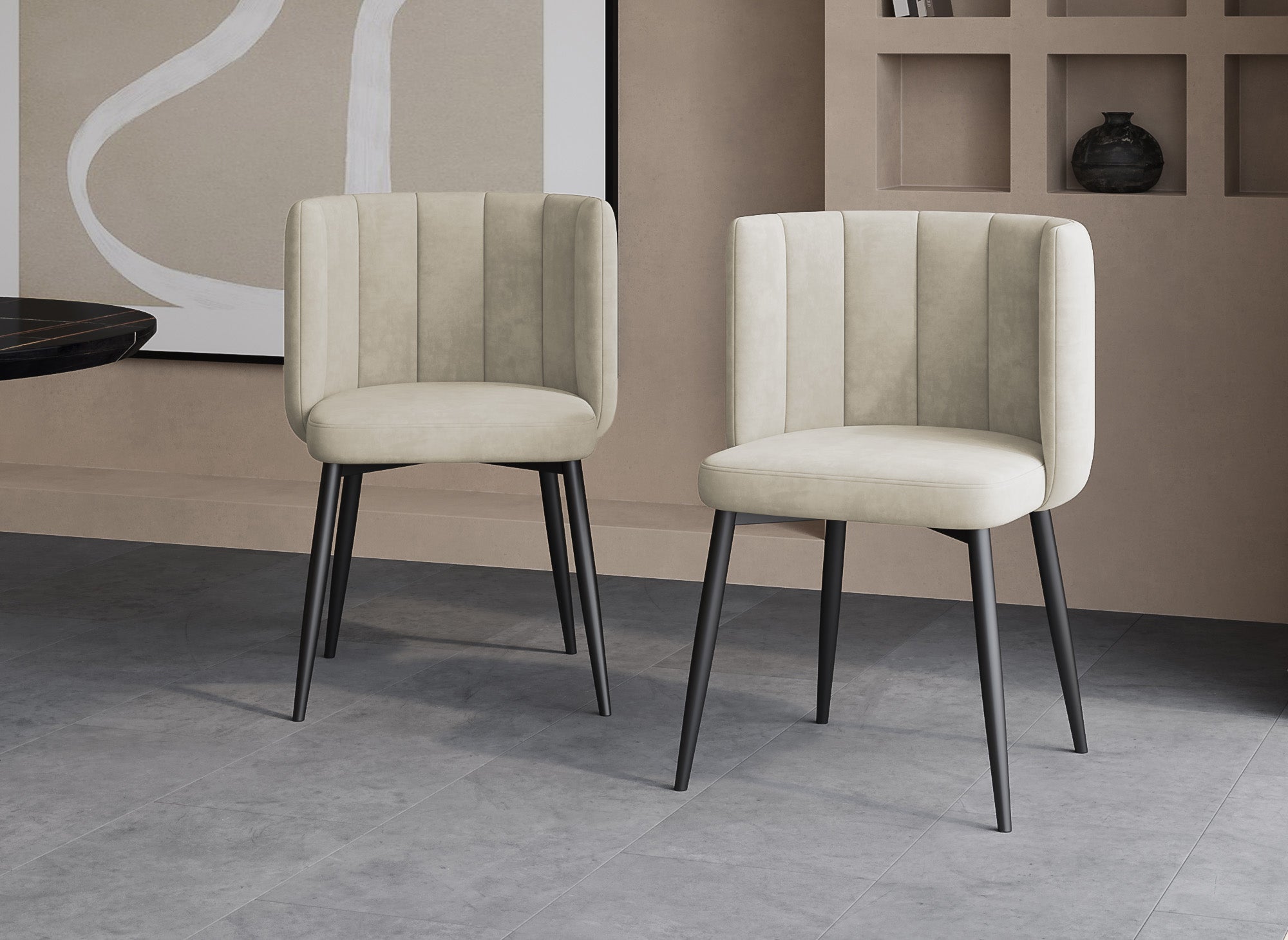 Lot de 2 chaises design en velours beige DEBBY