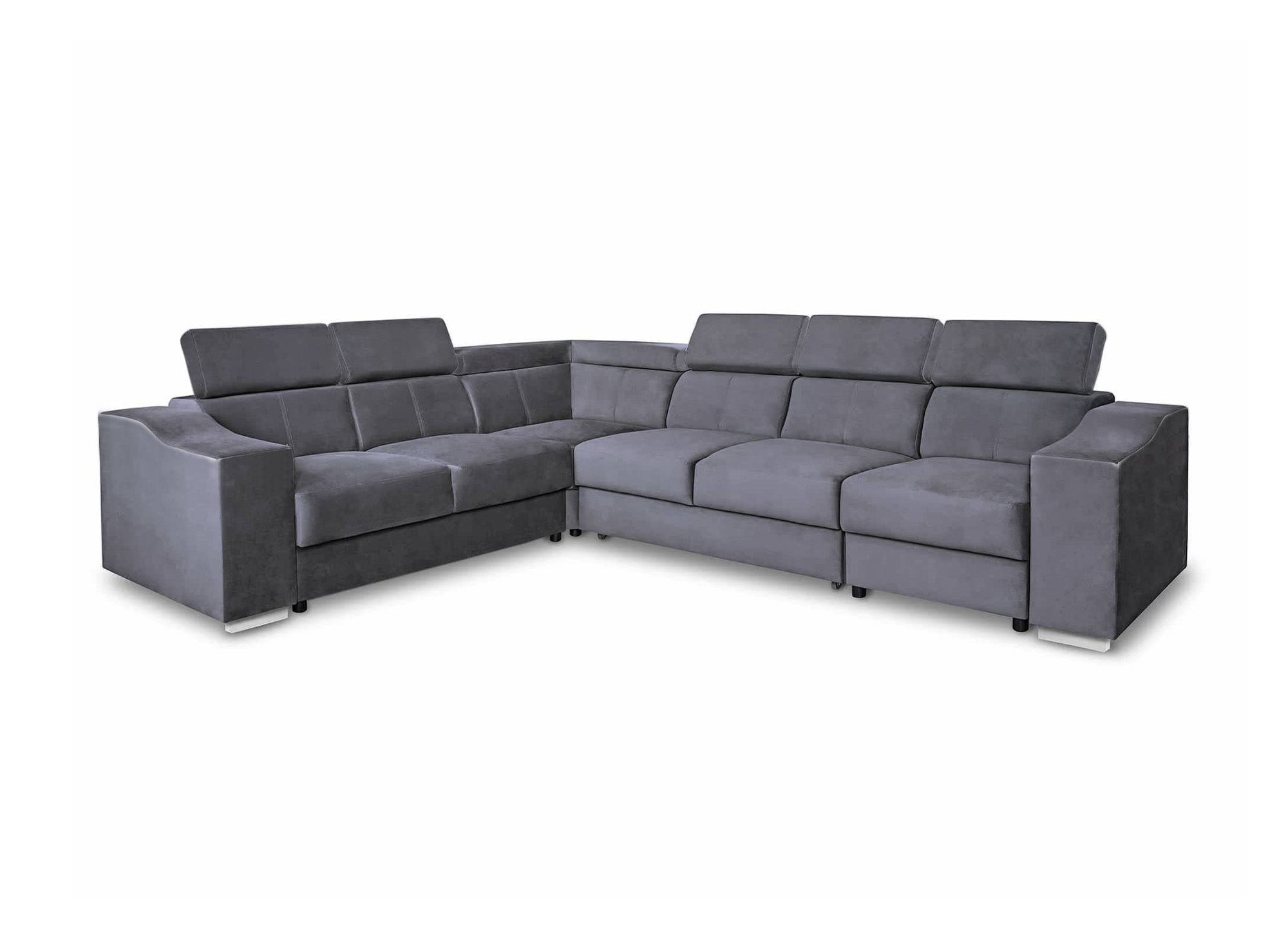 Canapé d'angle convertible réversible en velours gris LEONIE