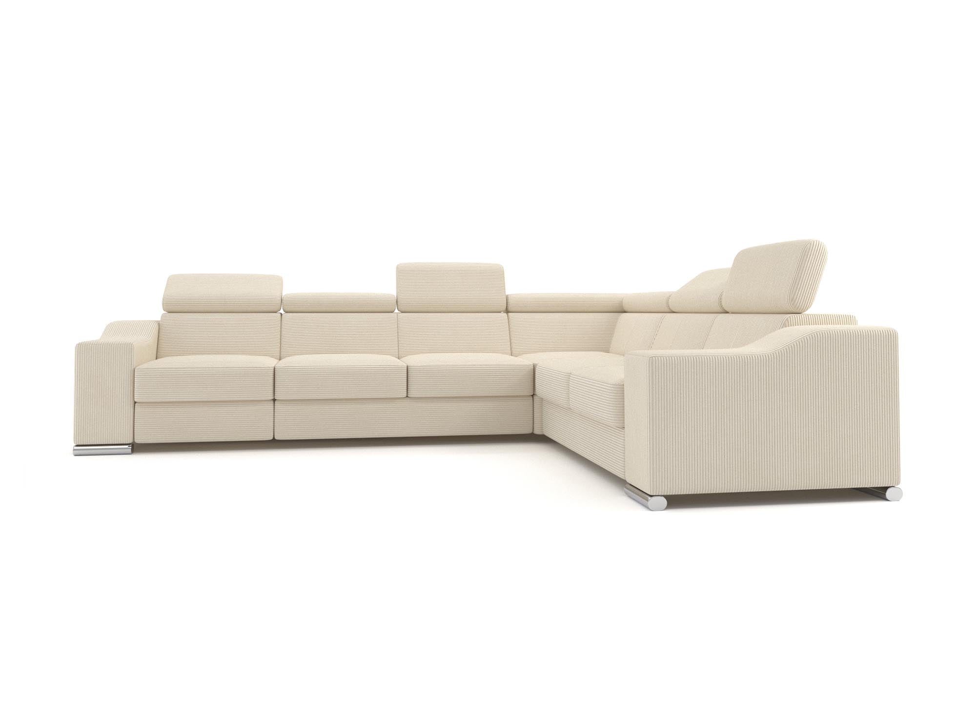 Canapé d'angle convertible réversible en velours côtelé beige LEONIE