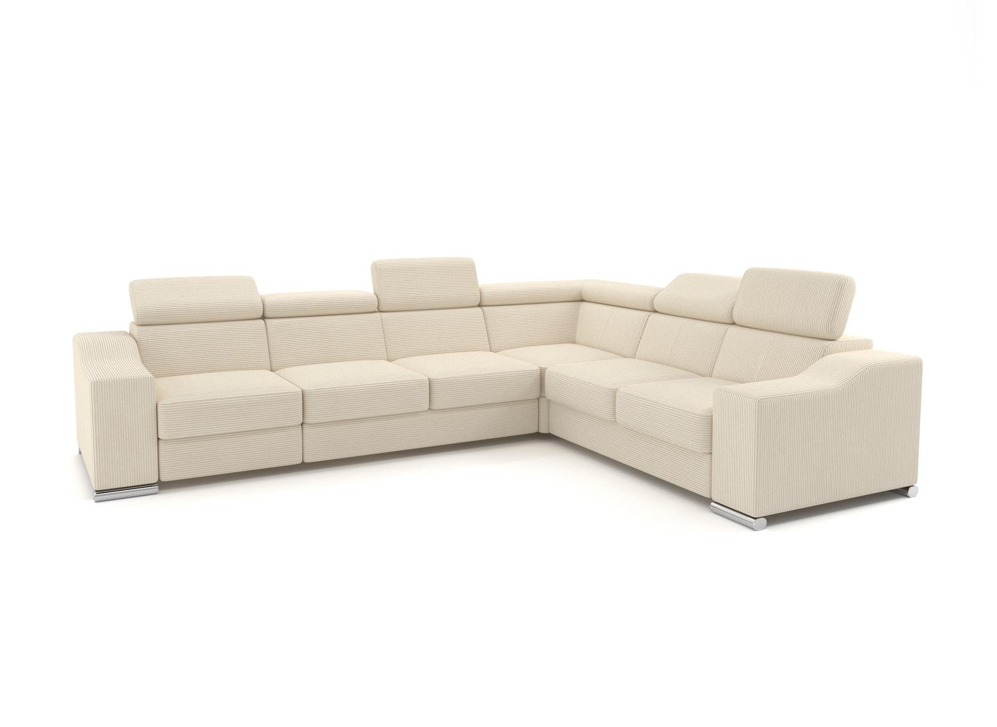 Canapé d'angle convertible réversible en velours côtelé beige LEONIE