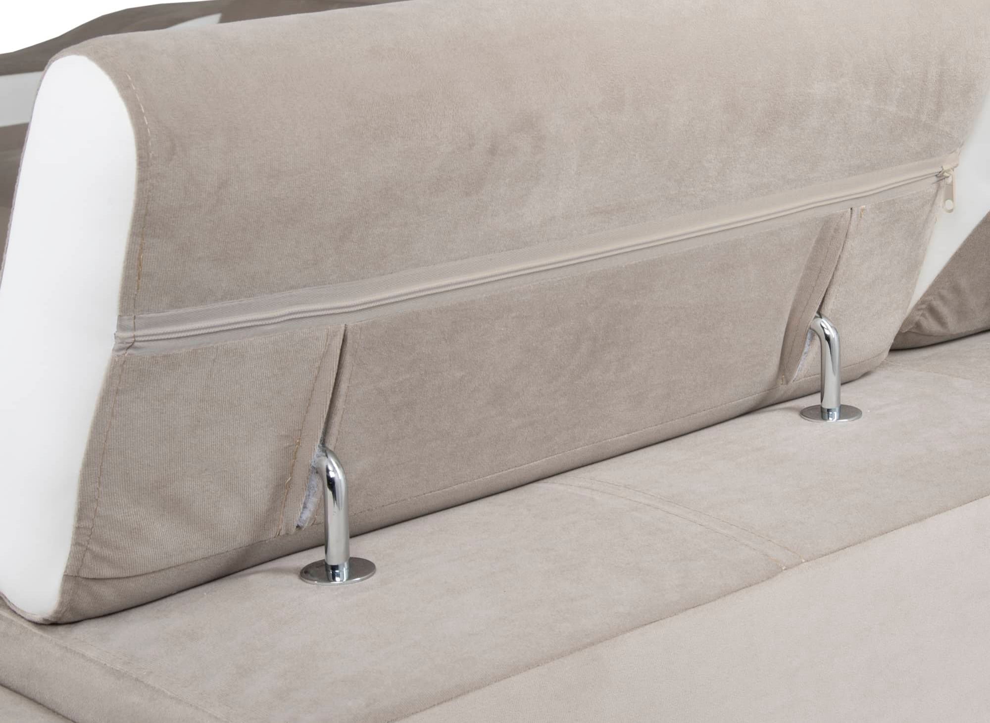 Canapé d'angle convertible réversible en velours beige et simili cuir blanc LEONIE