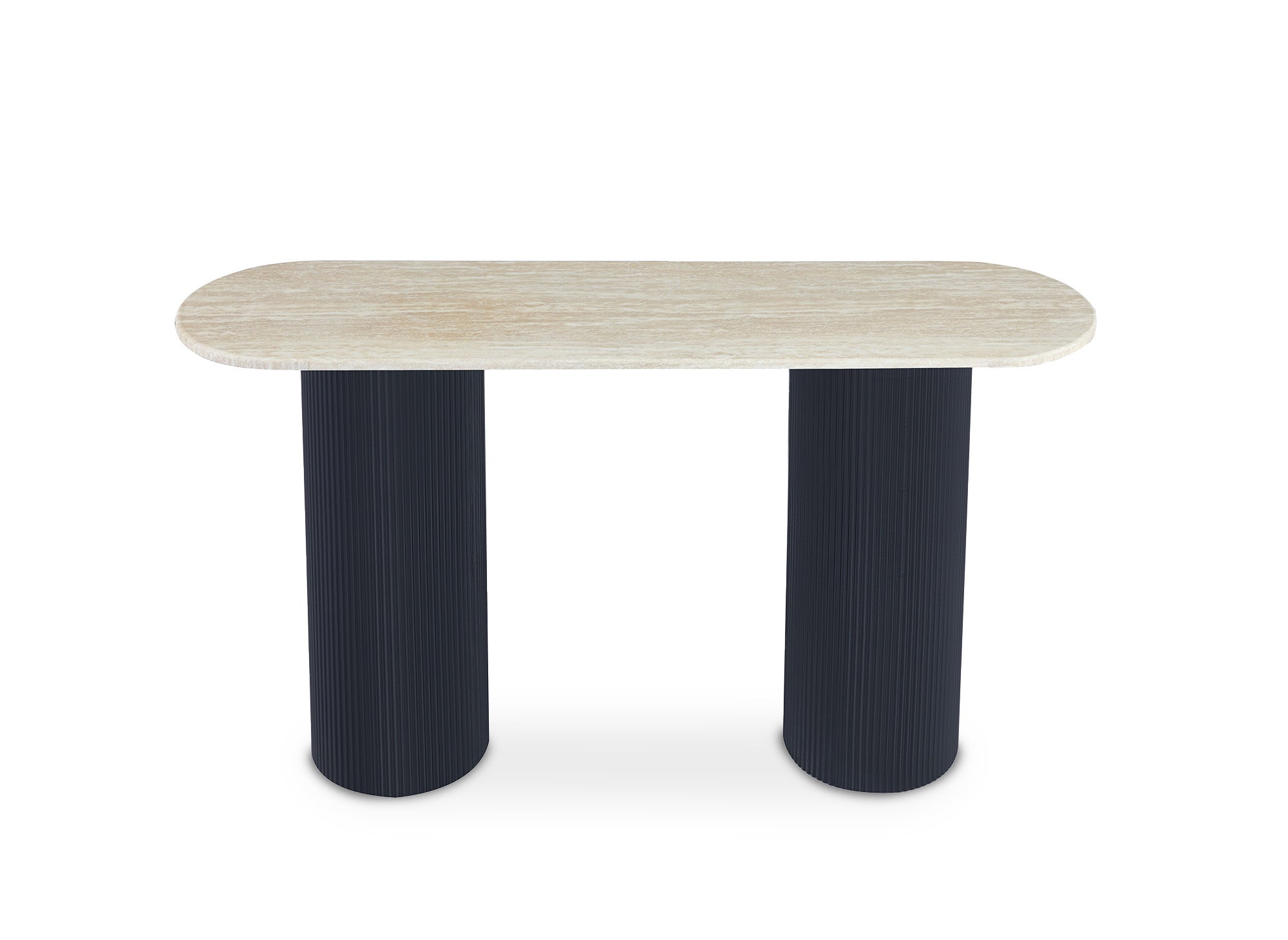 Console en marbre composite beige pieds noir DHARA BLACK