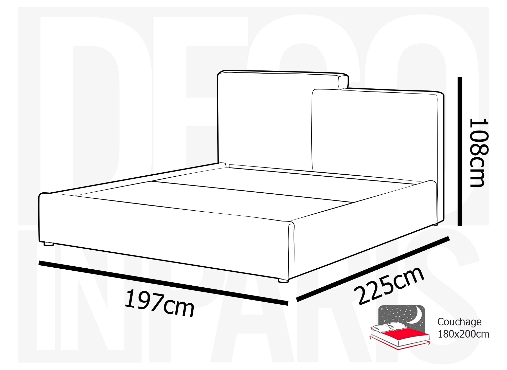 Lit coffre en tissu bouclette beige 180x200 cm ZELIA