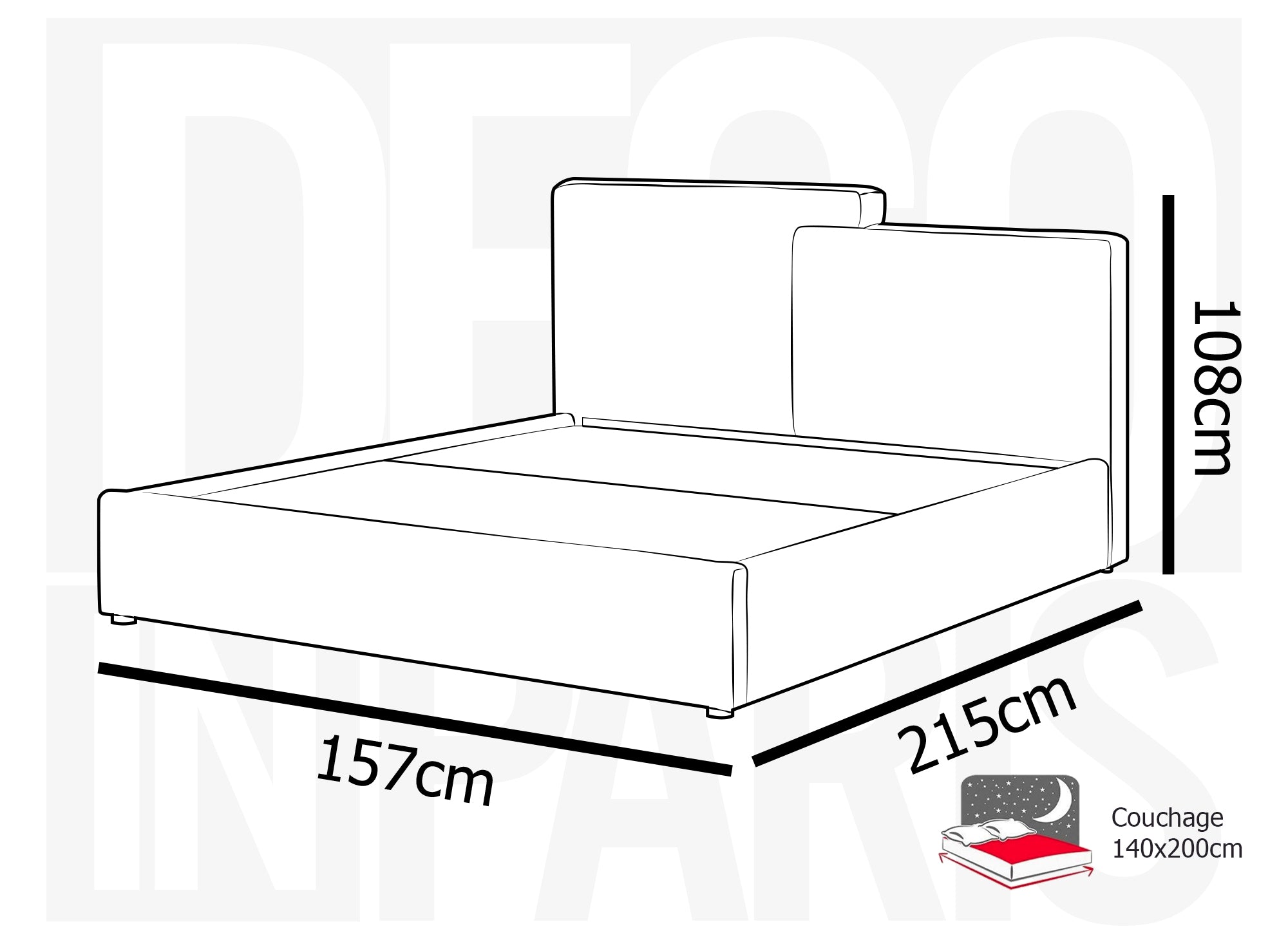 Lit coffre en tissu bouclette beige 140x190 cm ZELIA
