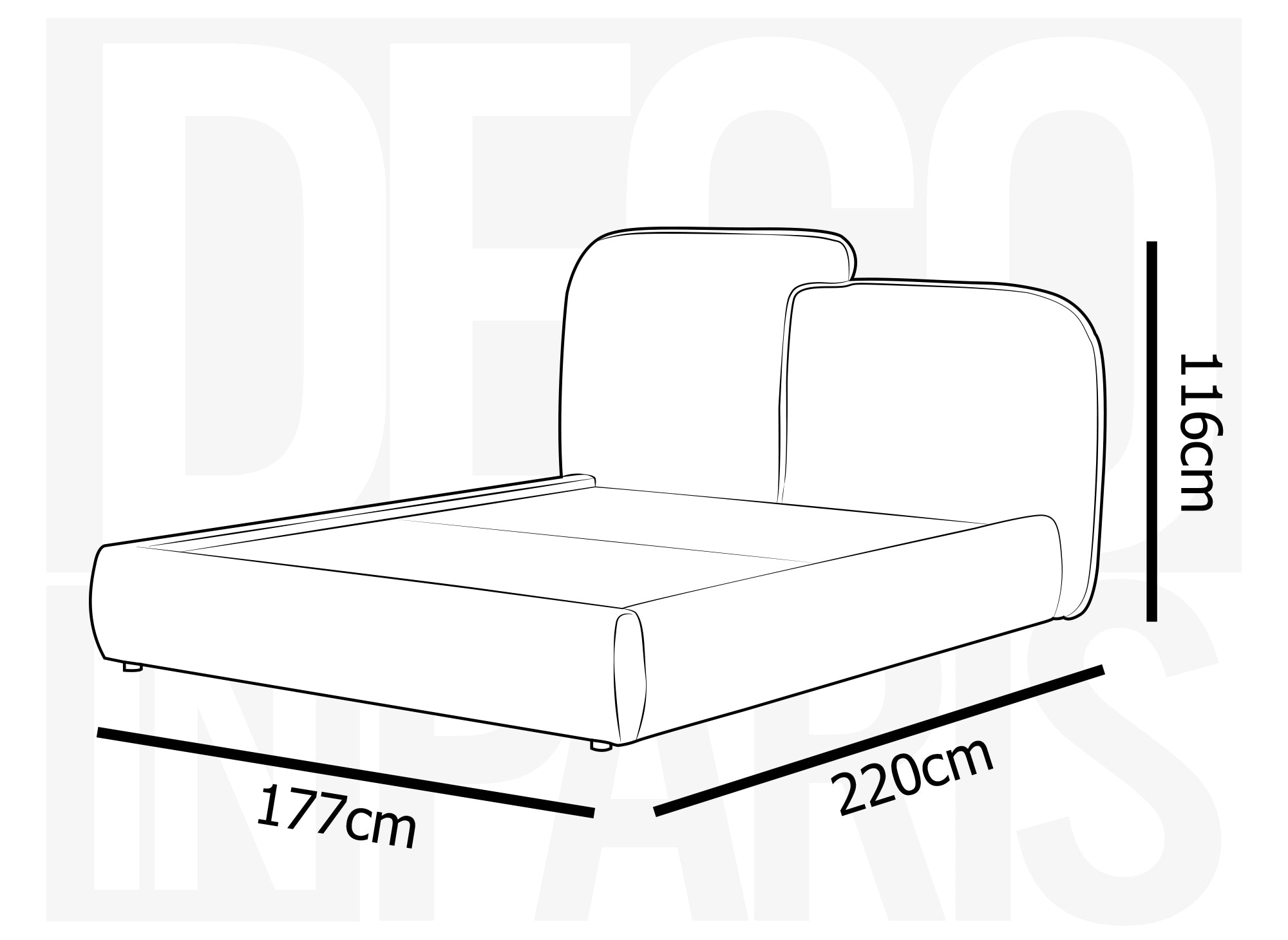 Lit coffre en velours chiné taupe 140x190 cm MILENA