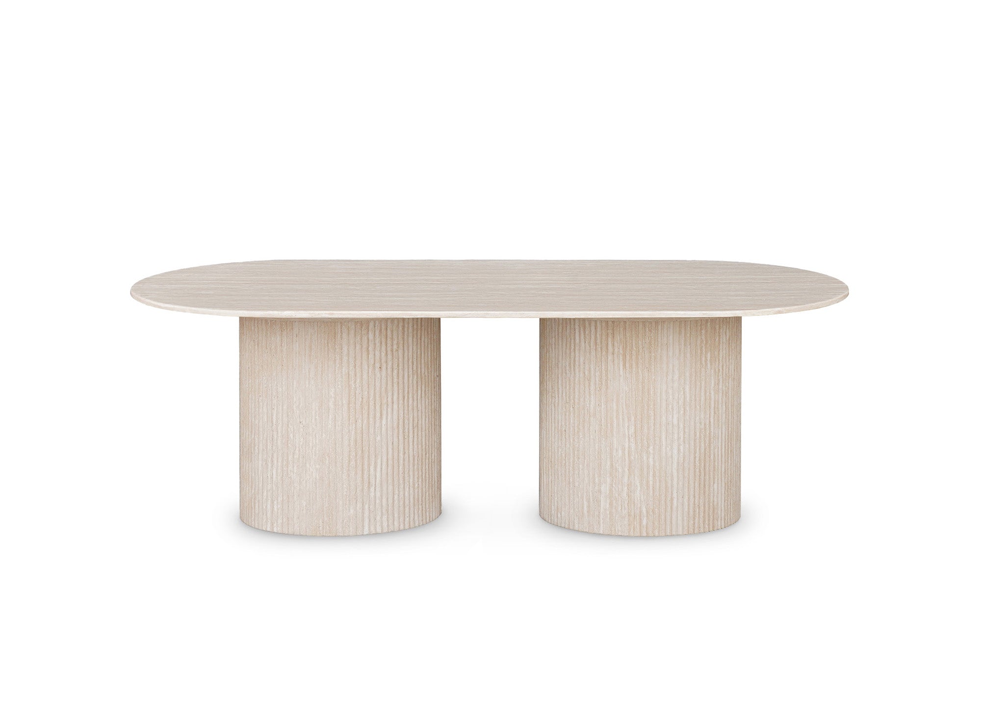 Table basse ovale en marbre composite beige DHARA