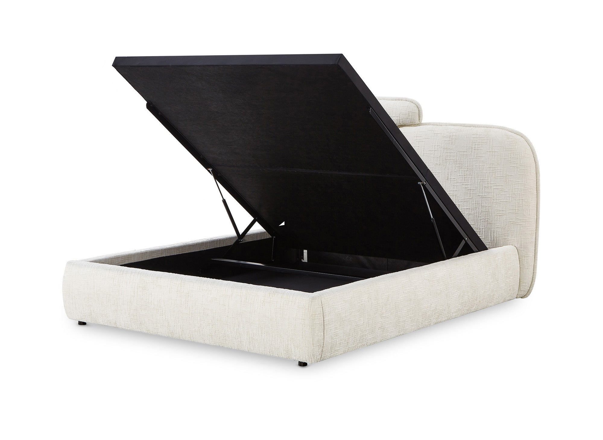 Lit coffre en velours chiné beige 140x190 cm MILENA