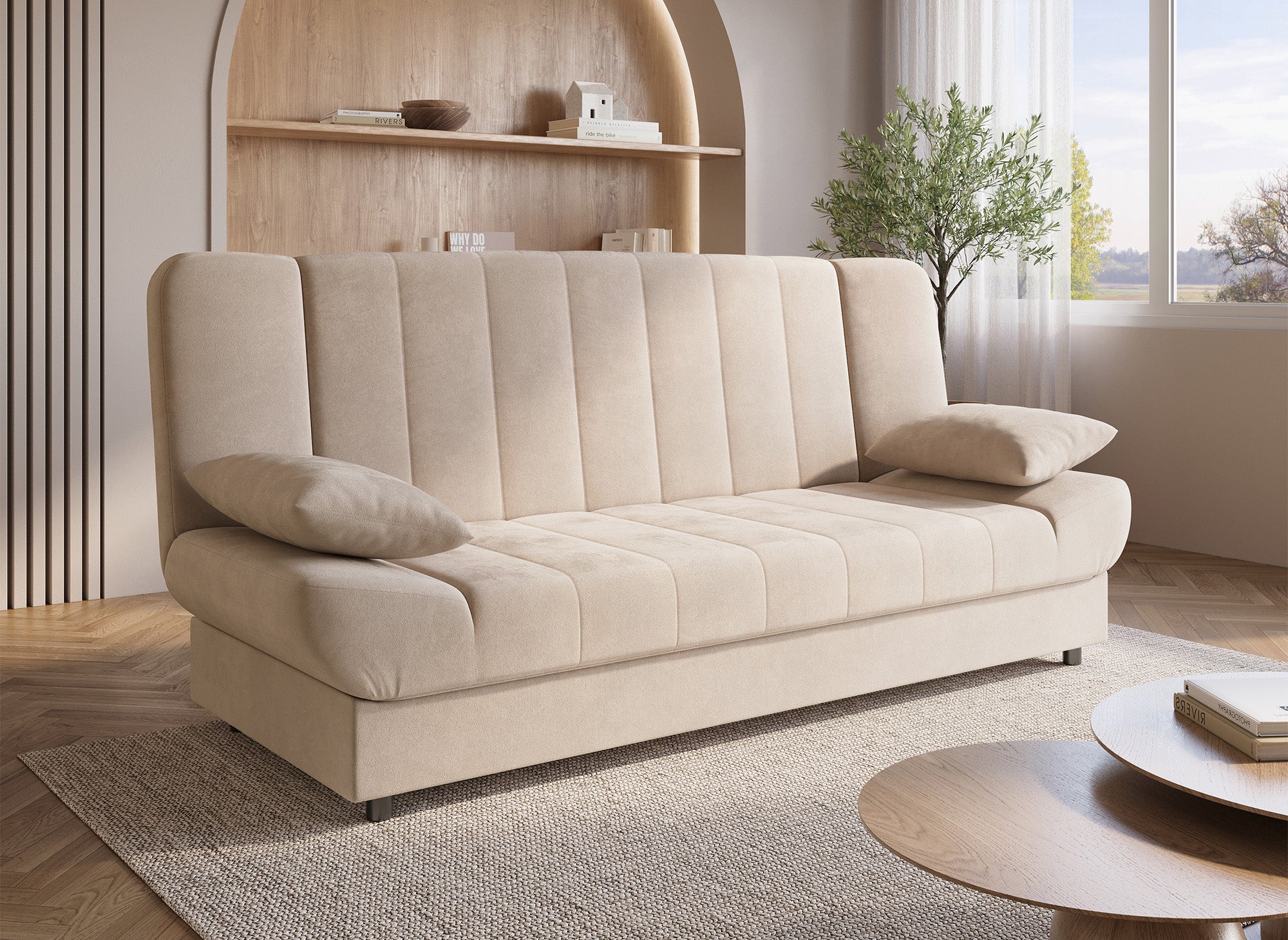 Canapé clic-clac convertible beige KOTI