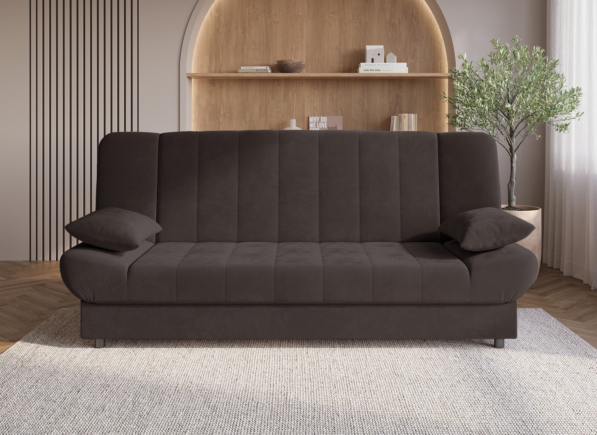 Canapé clic-clac convertible marron KOTI