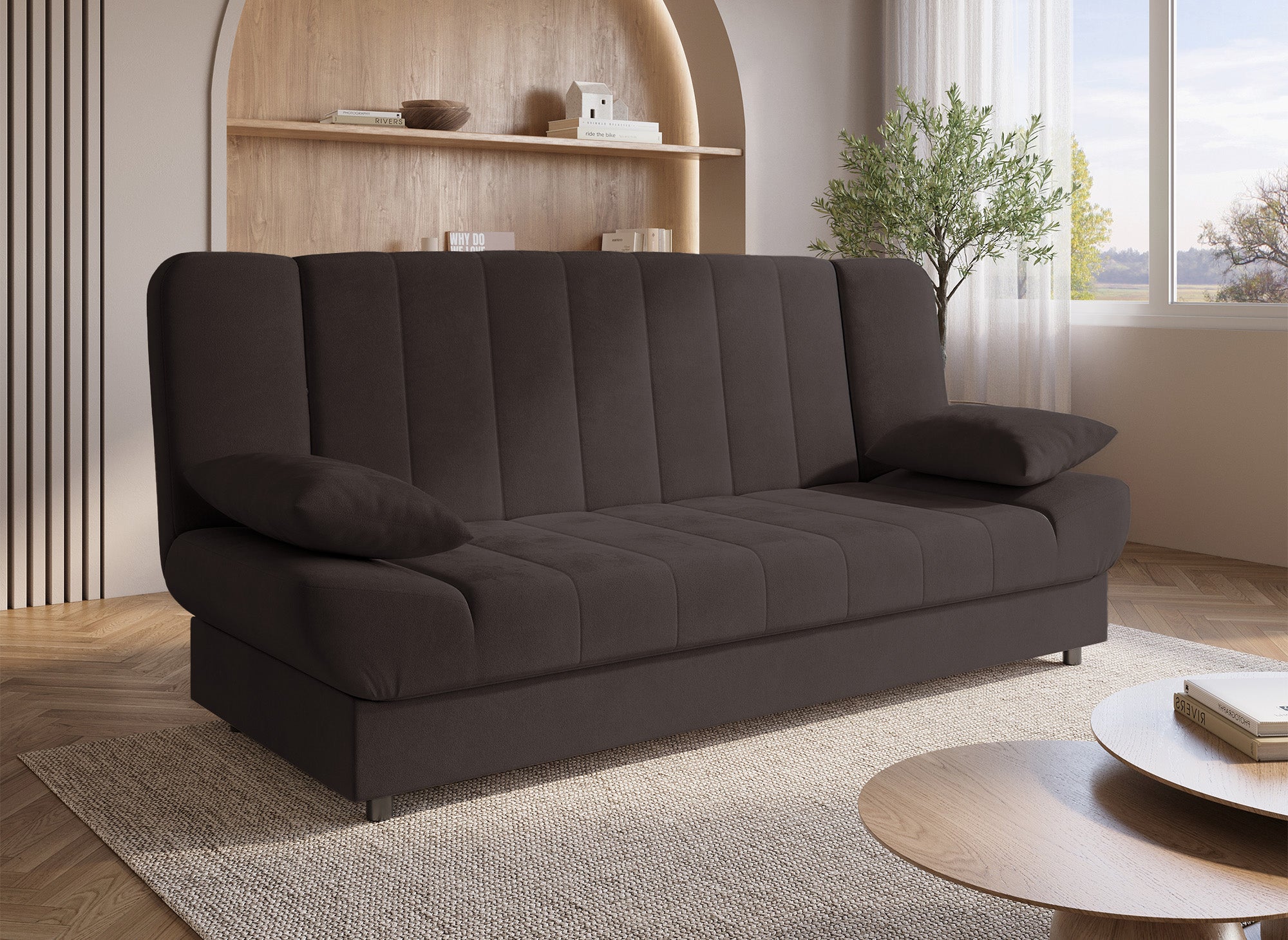 Canapé clic-clac convertible marron KOTI