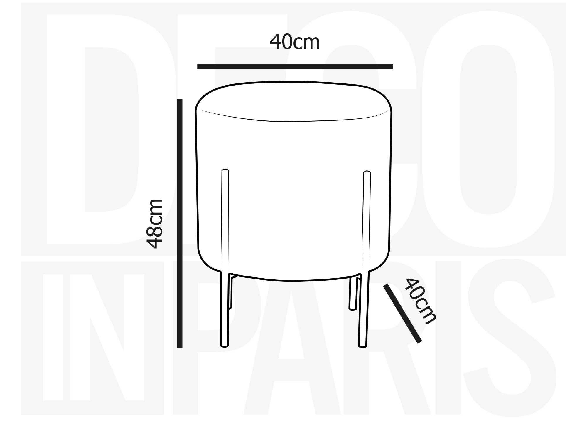 Pouf di design in tessuto spugna bianco ecrù e gambe in metallo nero LIREN