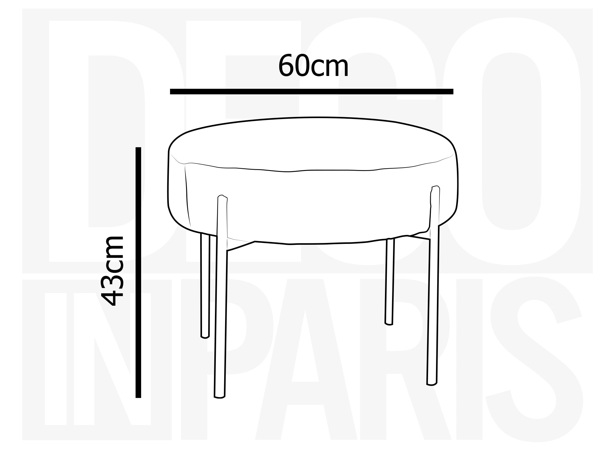 Pouf en tissu effet peau de mouton gris et pieds en métal noir LEYAN