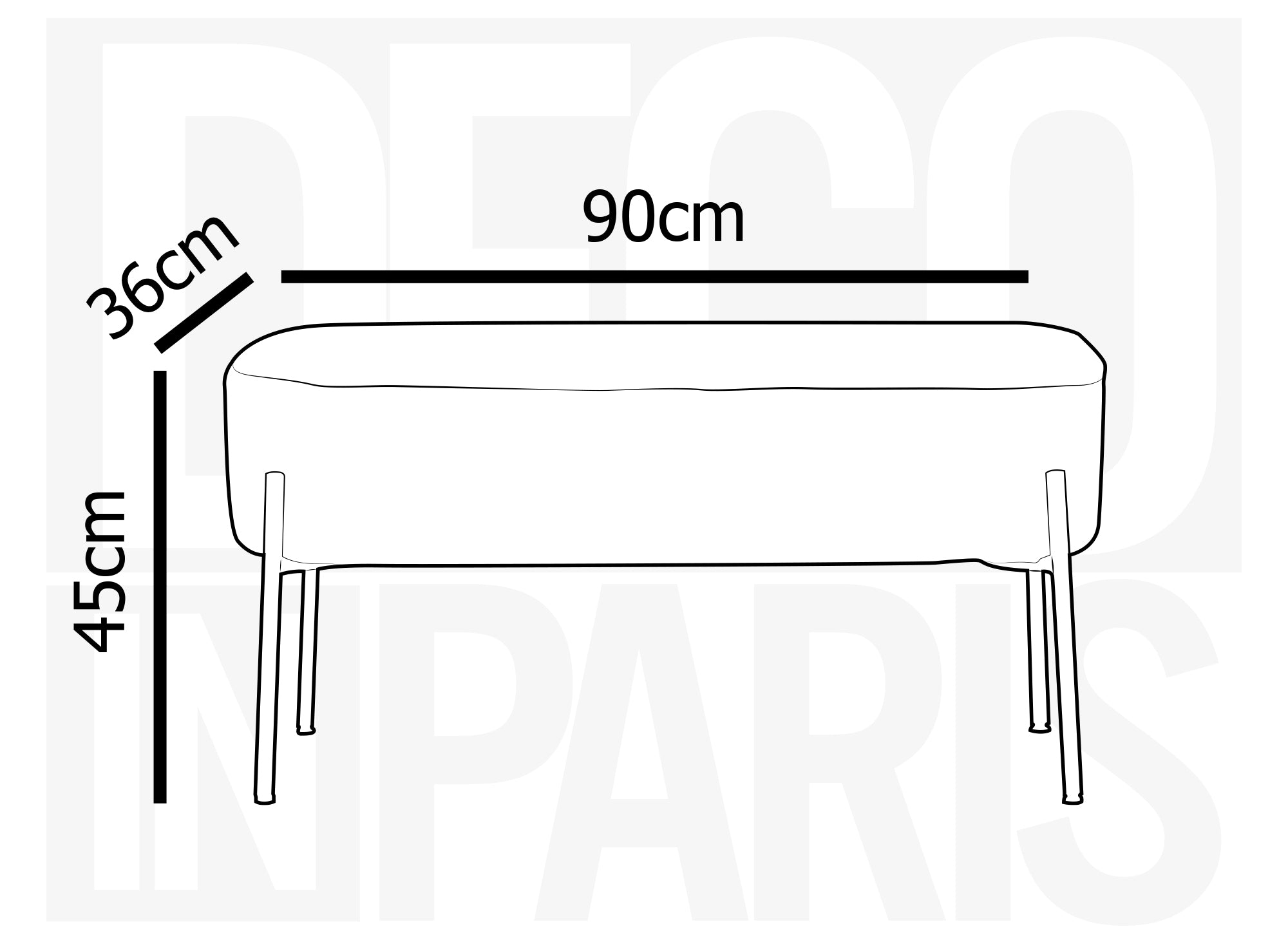 Banquette en tissu effet peau de mouton blanc écru et pieds en métal noir LEYAN